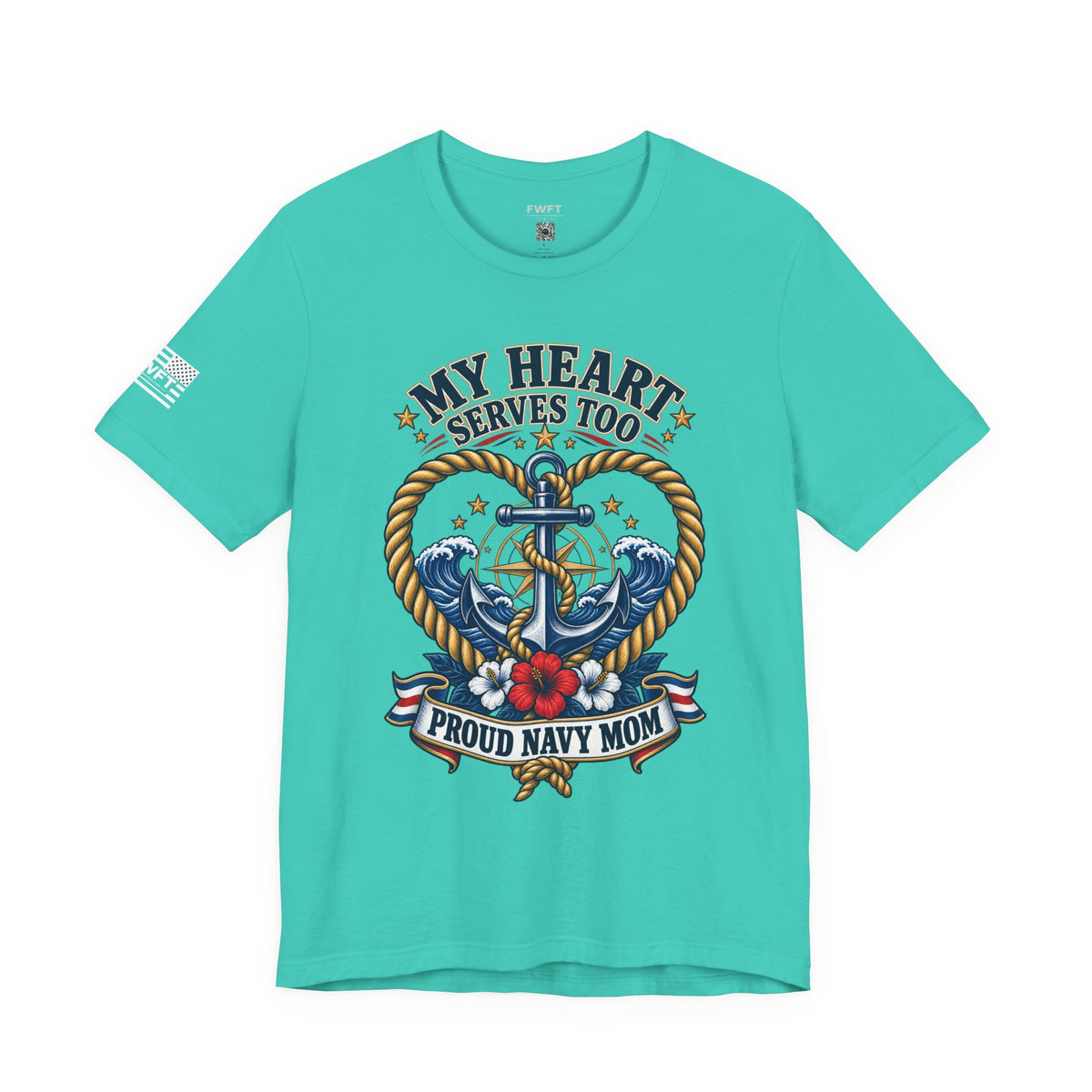 My Heart Serves Too Navy Mom Shirt, Proud Military Mother Gift, Sailor Family Tee
