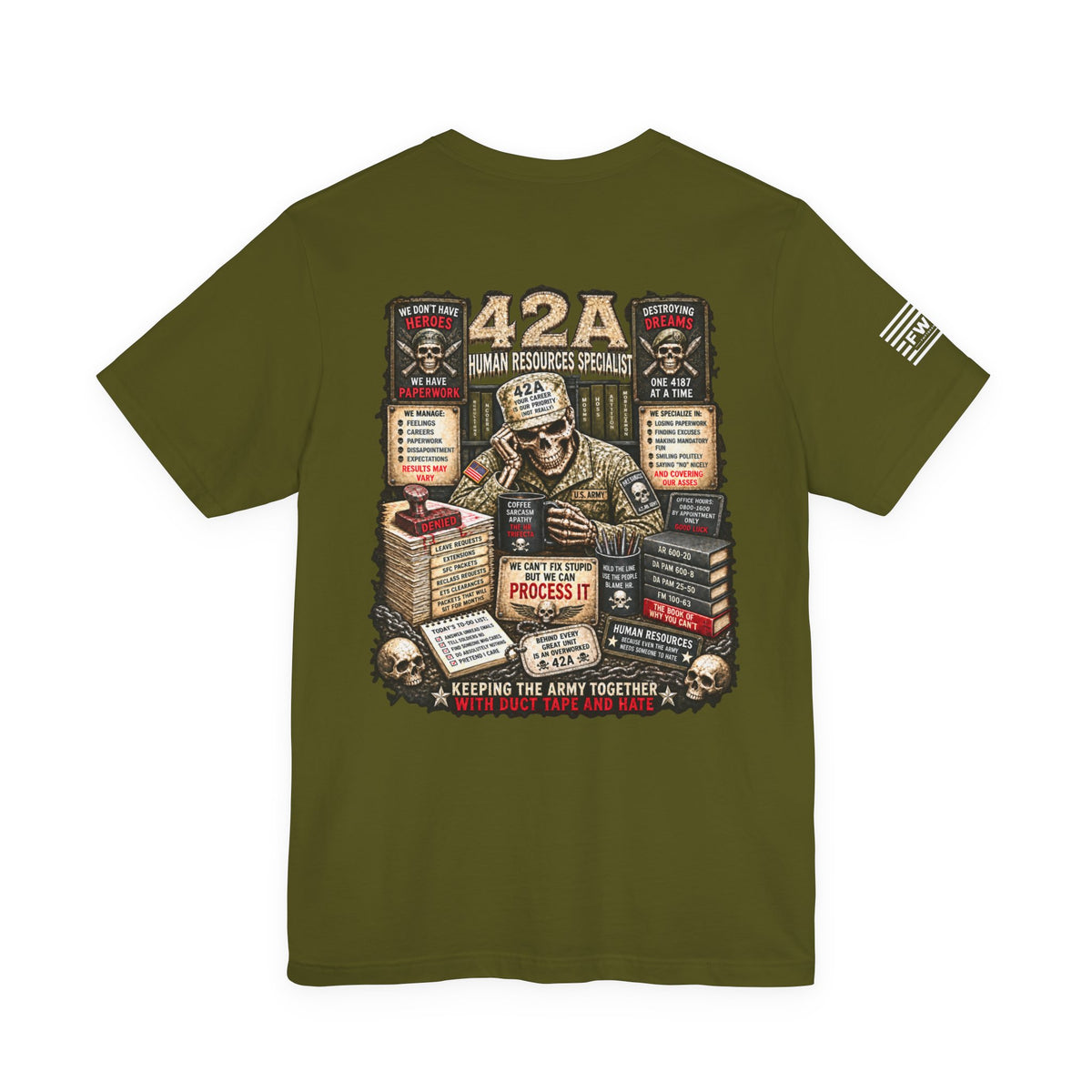 42A - US Army - Human Resources Specialist - Heavy Metal T-shirt | Veteran Military Shirt