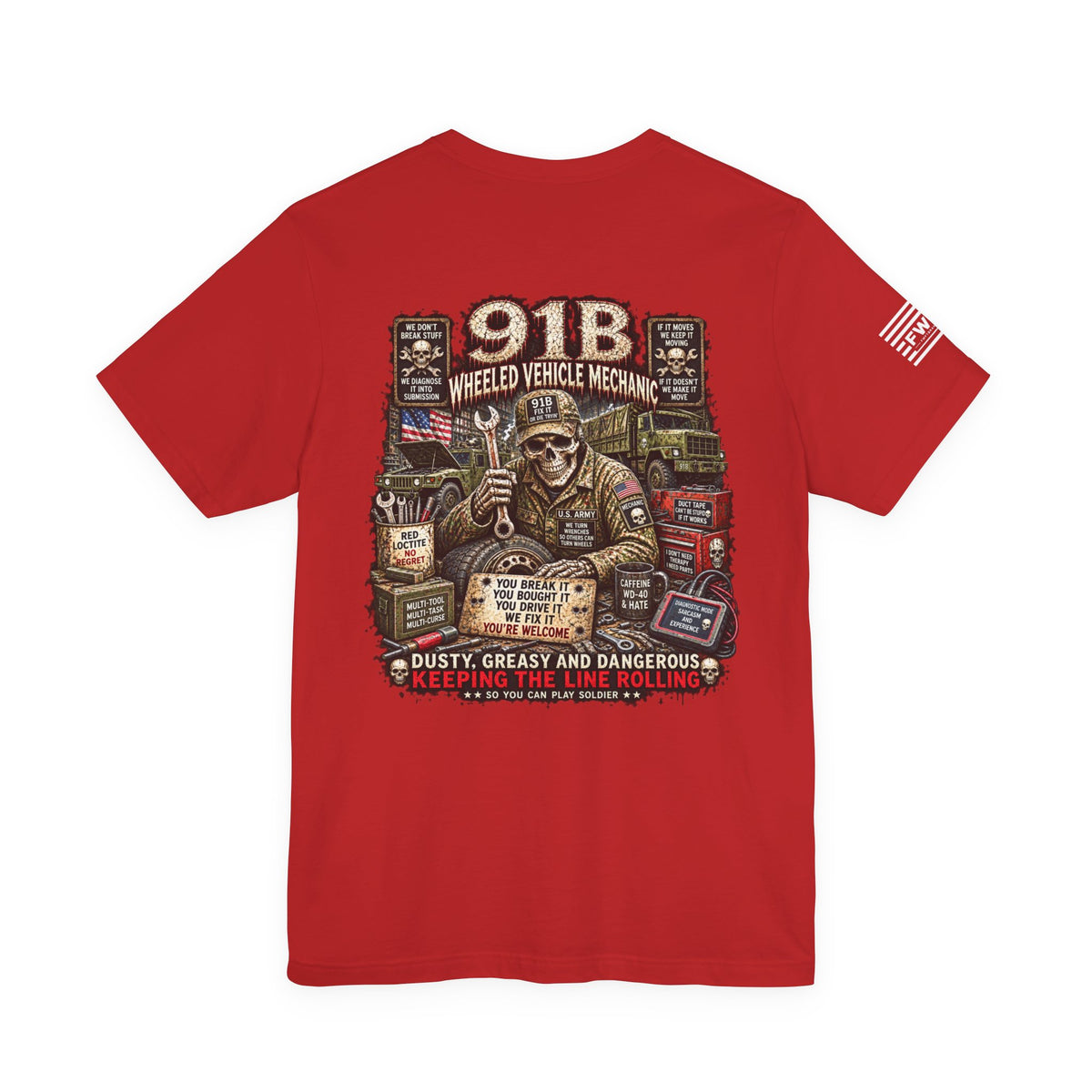 91B - US Army - Wheeled Vehicle Mechanic - Heavy Metal T-shirt | Veteran Military Shirt