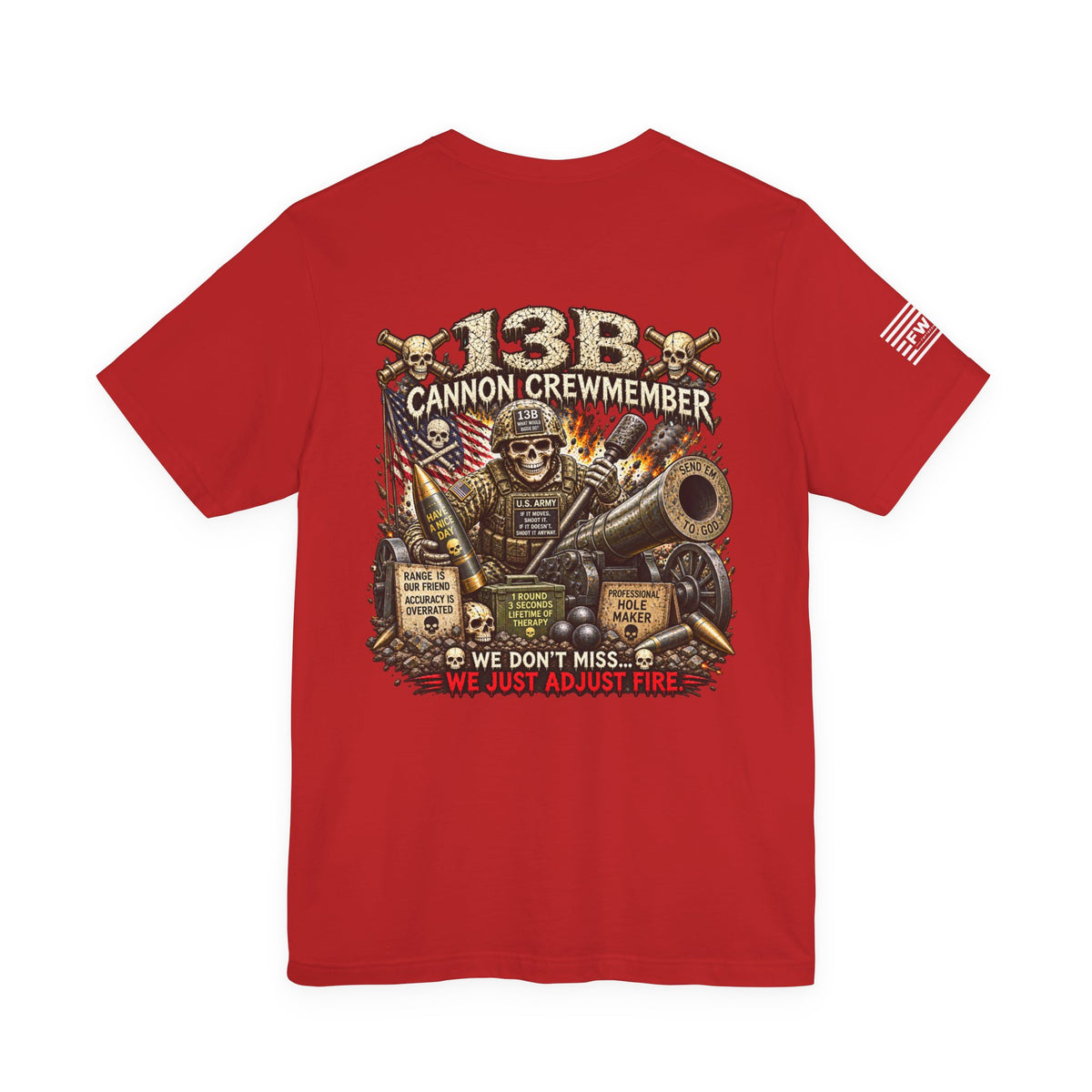 13B - (Cannon Crewmember) - US Army Heavy Metal T-shirt | Army Veteran Shirt
