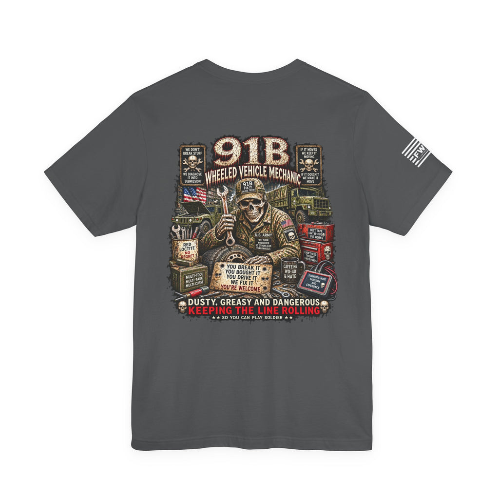 91B - US Army - Wheeled Vehicle Mechanic - Heavy Metal T-shirt | Veteran Military Shirt