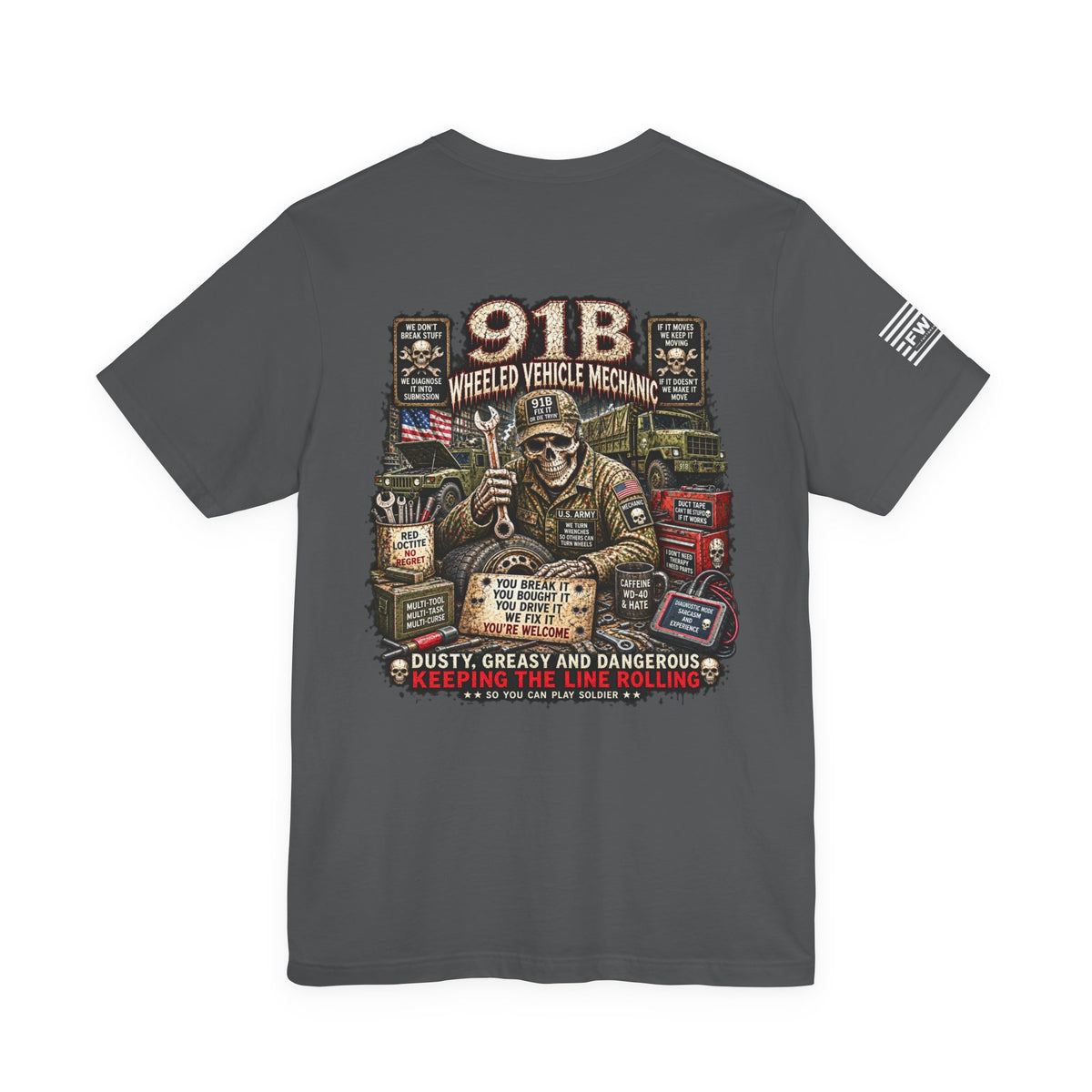 91B - US Army - Wheeled Vehicle Mechanic - Heavy Metal T-shirt | Veteran Military Shirt