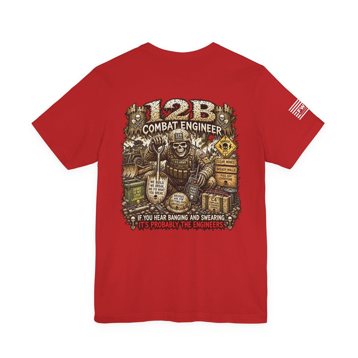 12B (Combat Engineer) - US Army Heavy Metal T-shirt | Army Veteran Shirt
