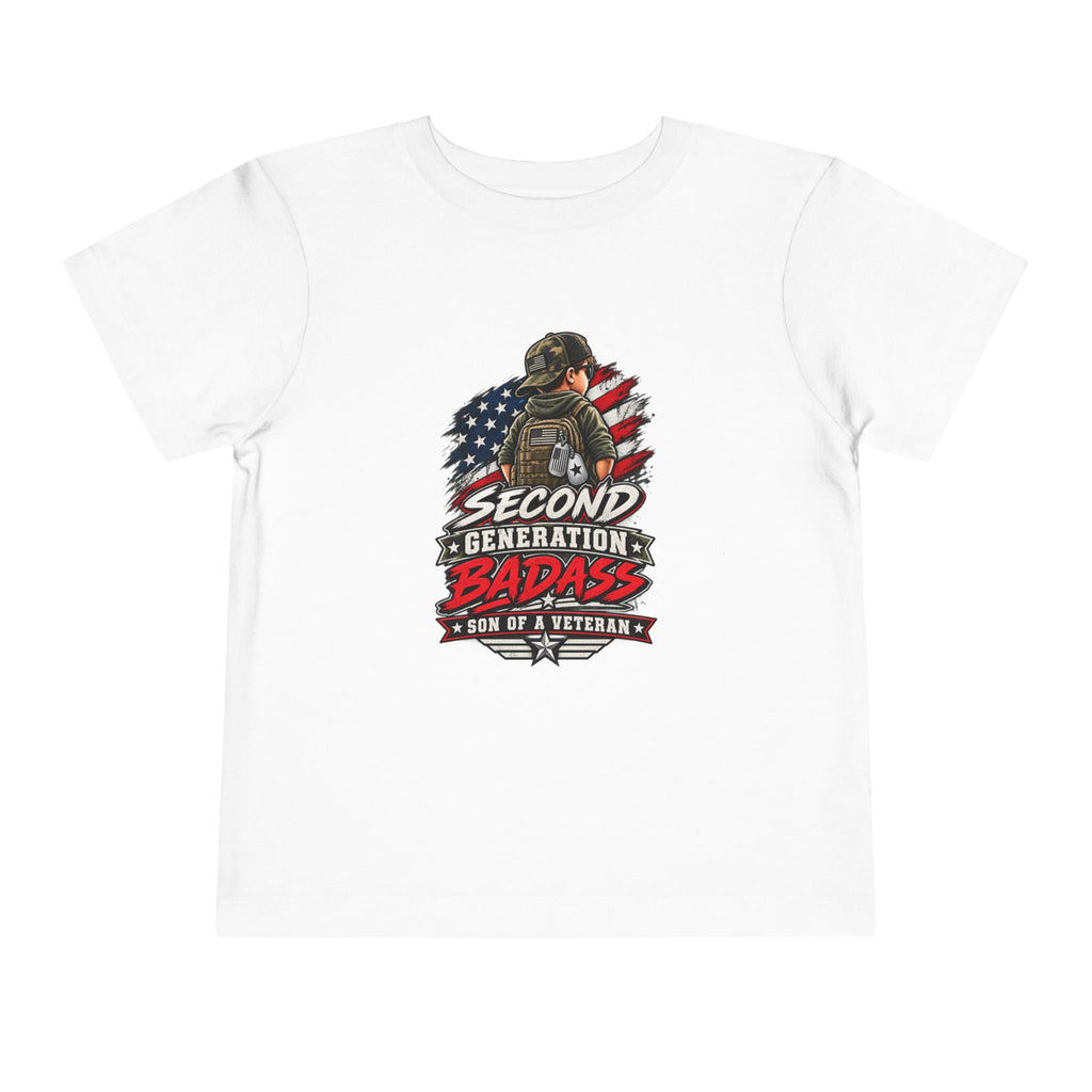 Second Generation Badass. Son of a Veteran Shirt for Boys, Proud Military Kid T Shirt, Veteran Dad Son Tee, Military Family Gift, Patriotic Youth Shirt, Veteran Family