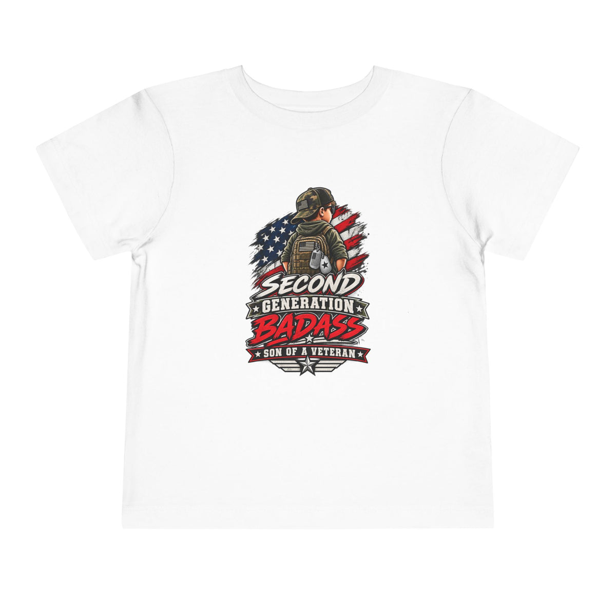 Second Generation Badass. Son of a Veteran Shirt for Boys, Proud Military Kid T Shirt, Veteran Dad Son Tee, Military Family Gift, Patriotic Youth Shirt, Veteran Family