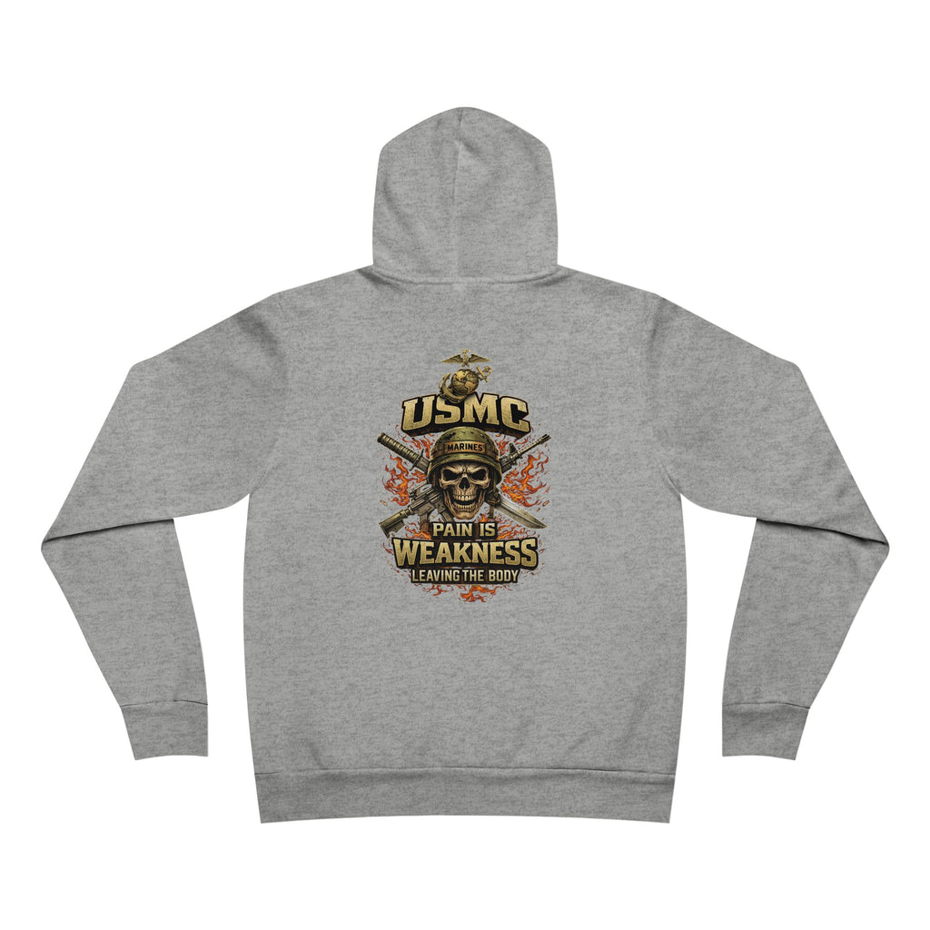 Pain Is Weakness Leaving the Body Hoodie – USMC Inspired Military Skull Graphic Sweatshirt