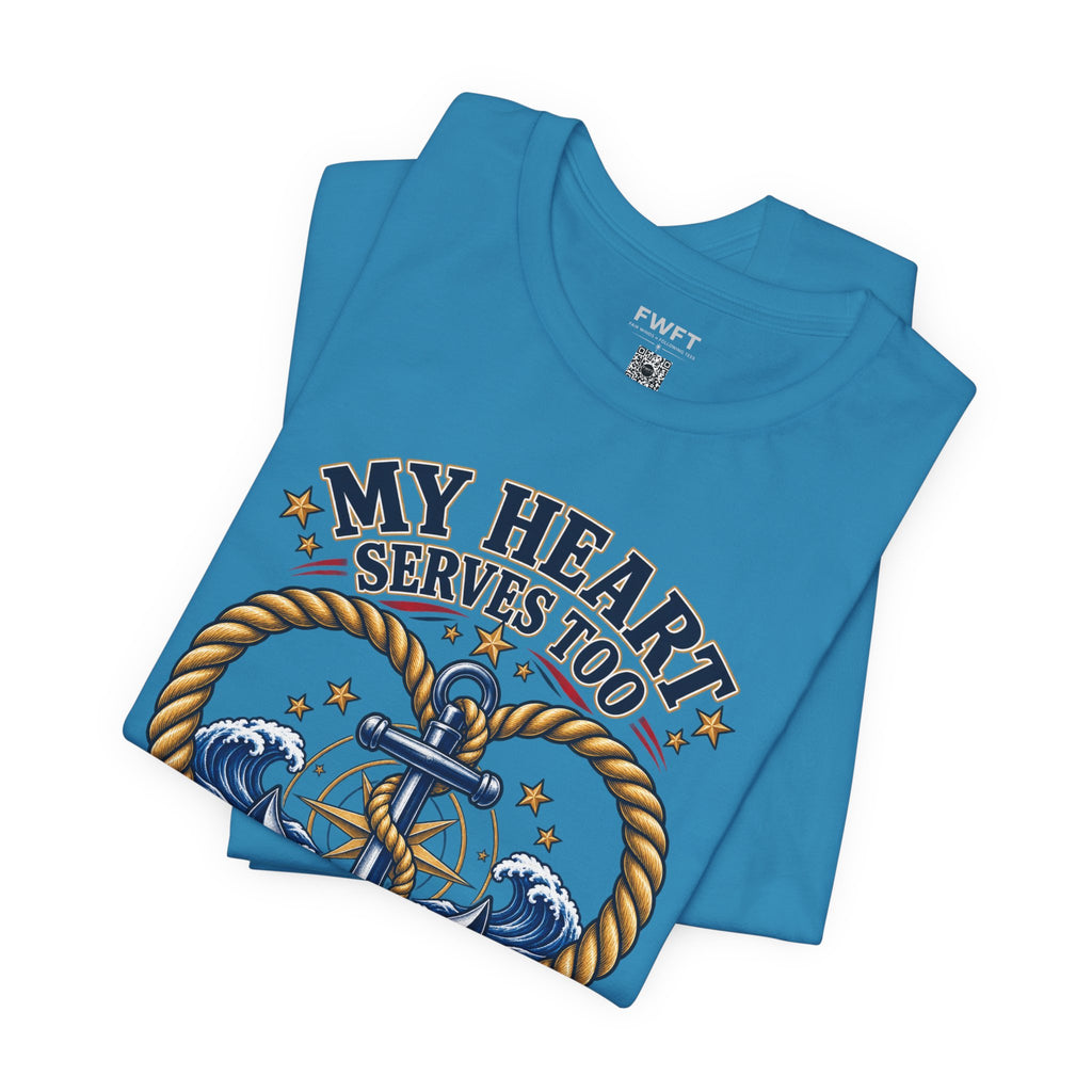 My Heart Serves Too Navy Mom Shirt, Proud Military Mother Gift, Sailor Family Tee