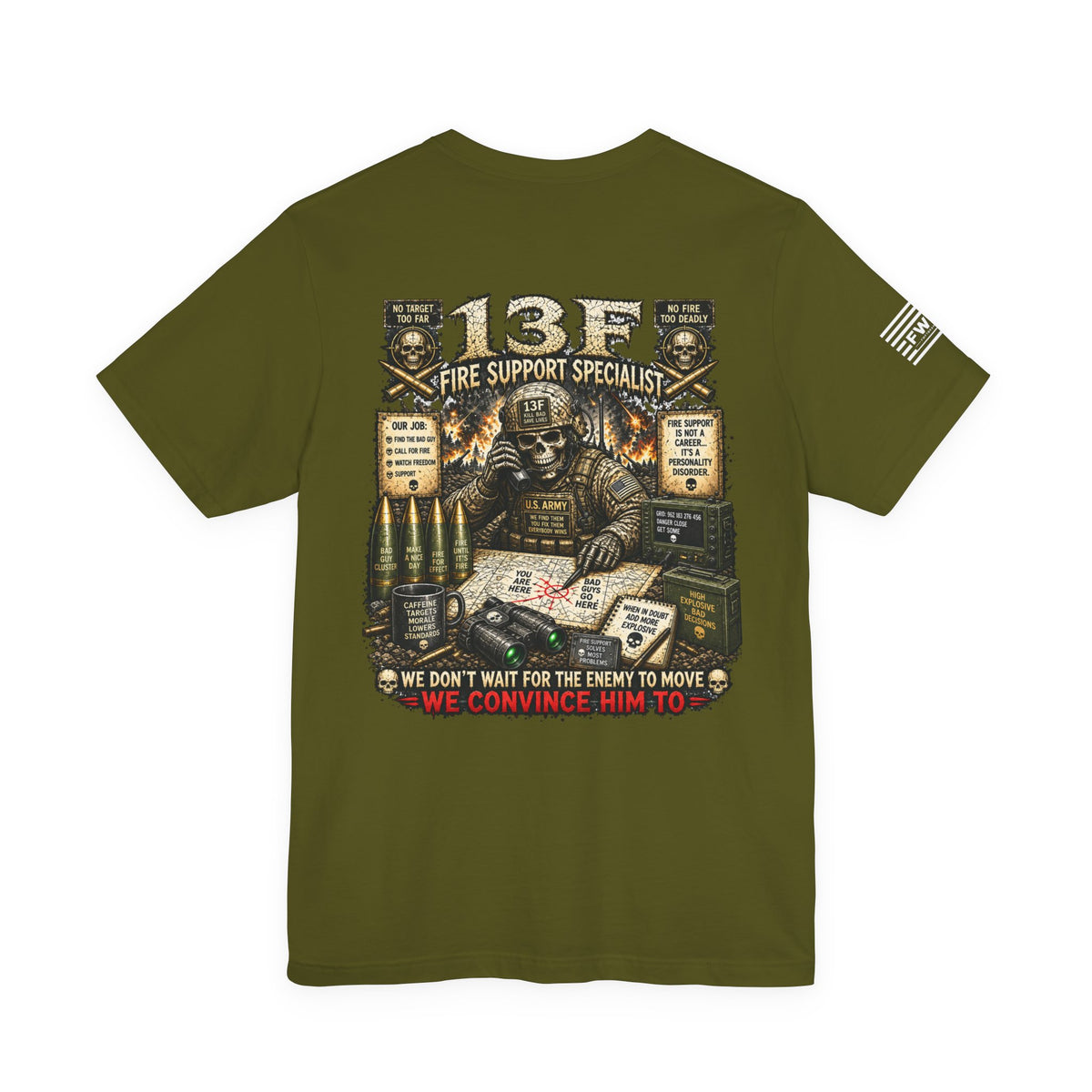 13F (Fire Support Specialist) - US Army Heavy Metal T-shirt | Veteran Military Shirt