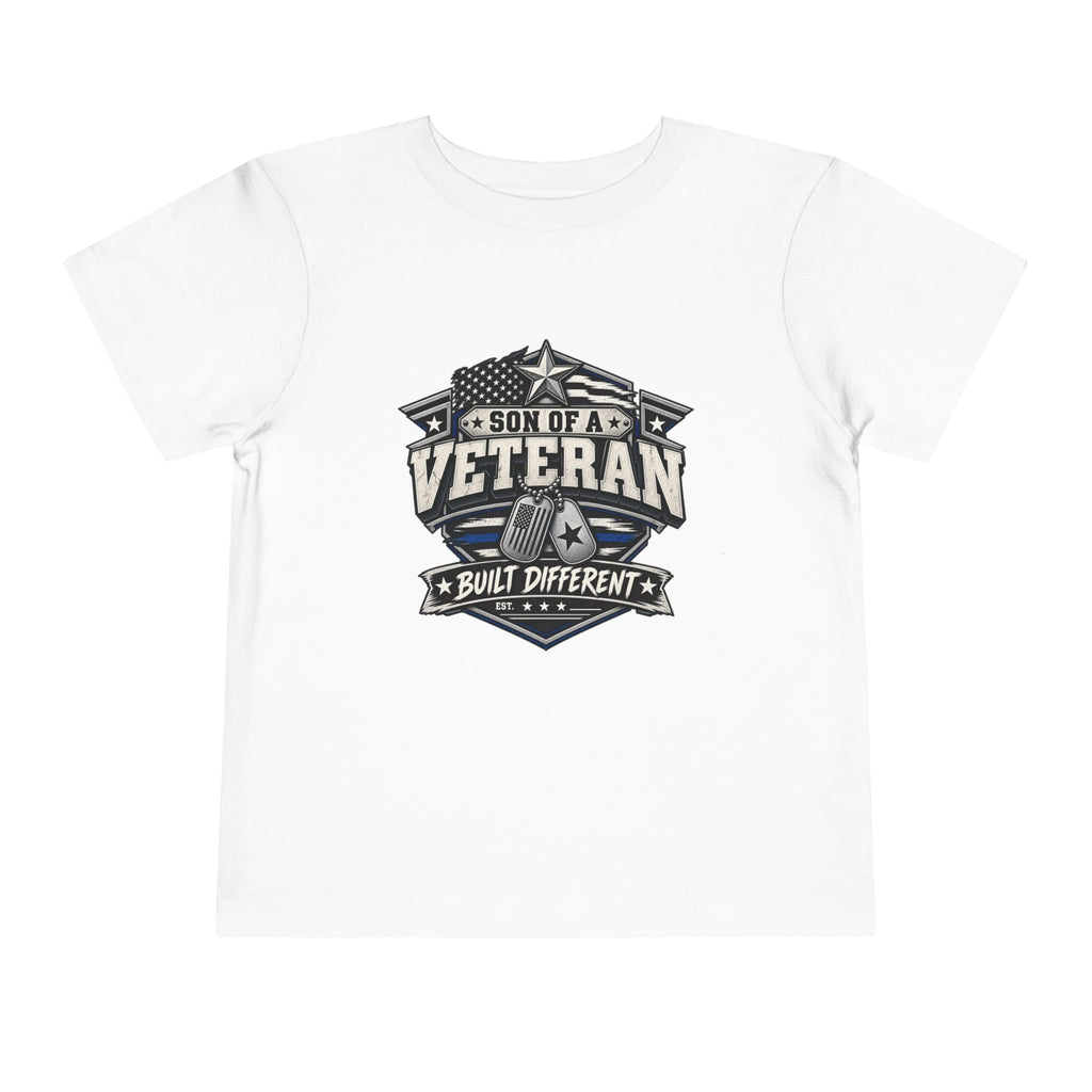 Son of a Veteran. Built Different. Son of a Veteran Shirt for Boys, Proud Military Kid T Shirt, Veteran Dad Son Tee, Military Family Gift, Patriotic Youth Shirt, Veteran Family