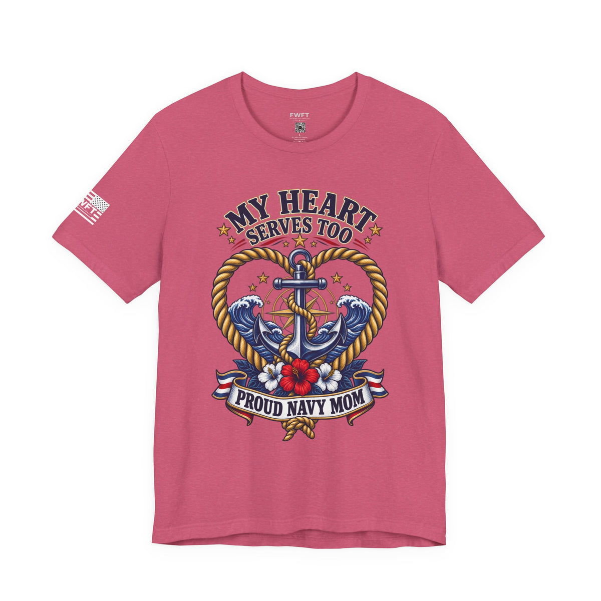 My Heart Serves Too Navy Mom Shirt, Proud Military Mother Gift, Sailor Family Tee