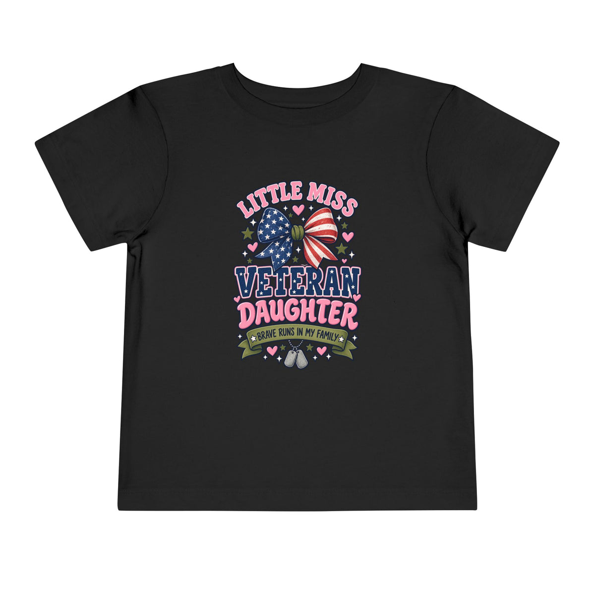 Little Miss Veteran Daughter Shirt, Brave Runs in My Family Kids Tee