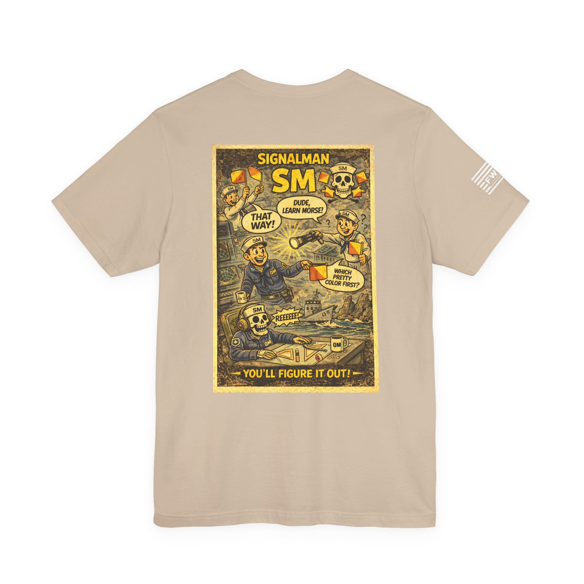 SM (Signalman) Shirt – 1950s Dark Humor Military Tee – Navy Veteran Graphic T-Shirt – Vintage Style Work Rate Design
