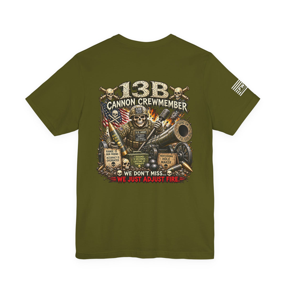 13B - (Cannon Crewmember) - US Army Heavy Metal T-shirt | Army Veteran Shirt