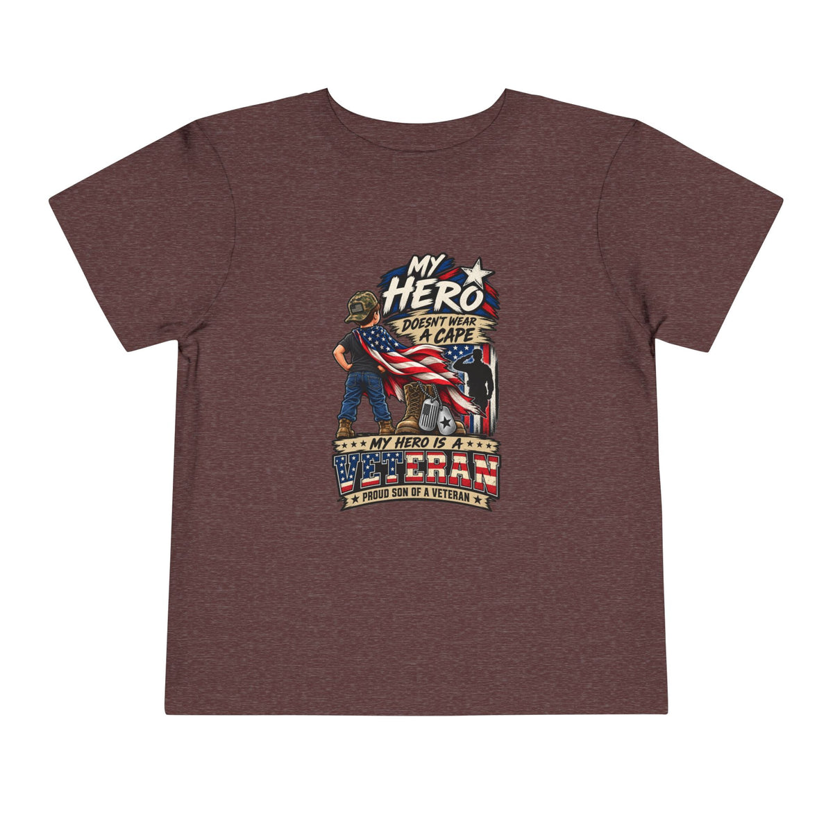 My Hero Doesn't Wear a Cape. My Hero is a Veteran. Son of a Veteran Shirt for Boys, Proud Military Kid T Shirt, Veteran Dad Son Tee, Military Family Gift, Patriotic Youth Shirt, Veteran Family