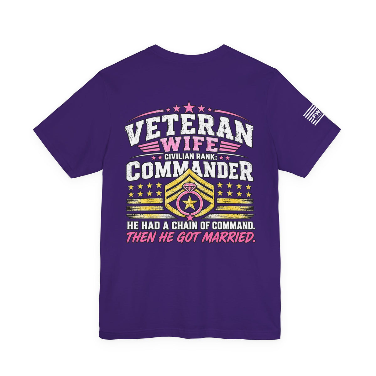Veteran Wife Civilian Rank Commander T-Shirt – Funny Military Spouse Chain of Command Tee