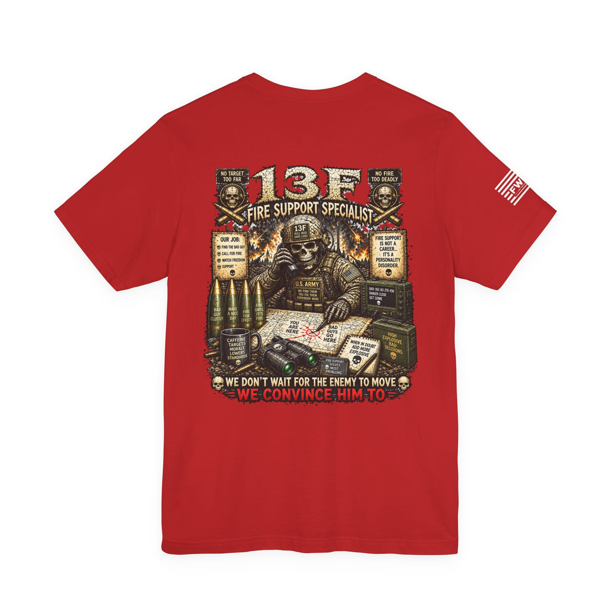 13F (Fire Support Specialist) - US Army Heavy Metal T-shirt | Veteran Military Shirt