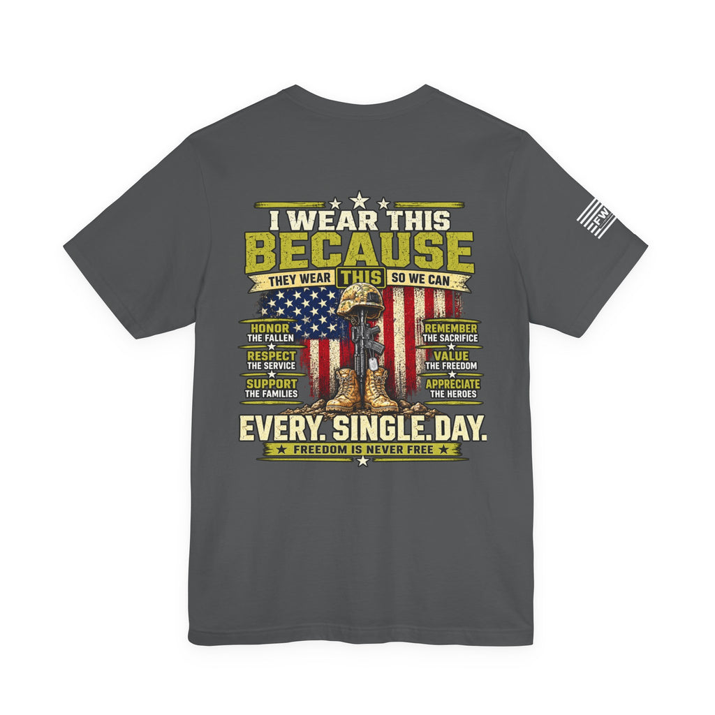 I Wear This Because They Wear This Veteran Support T-Shirt – Freedom Is Never Free Military Appreciation Tee