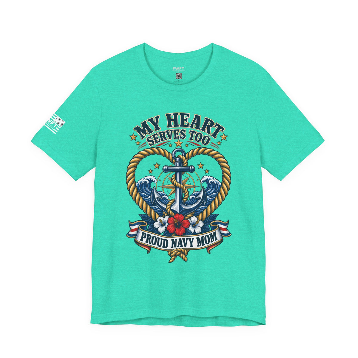 My Heart Serves Too Navy Mom Shirt, Proud Military Mother Gift, Sailor Family Tee
