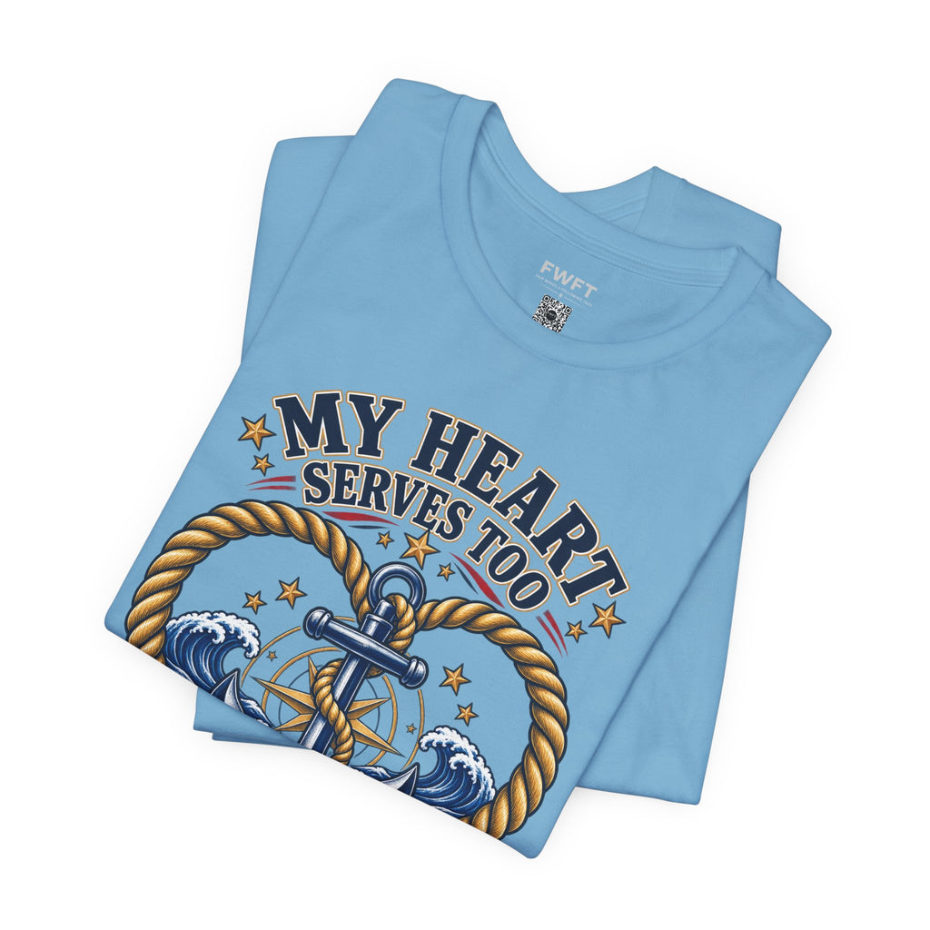 My Heart Serves Too Navy Mom Shirt, Proud Military Mother Gift, Sailor Family Tee