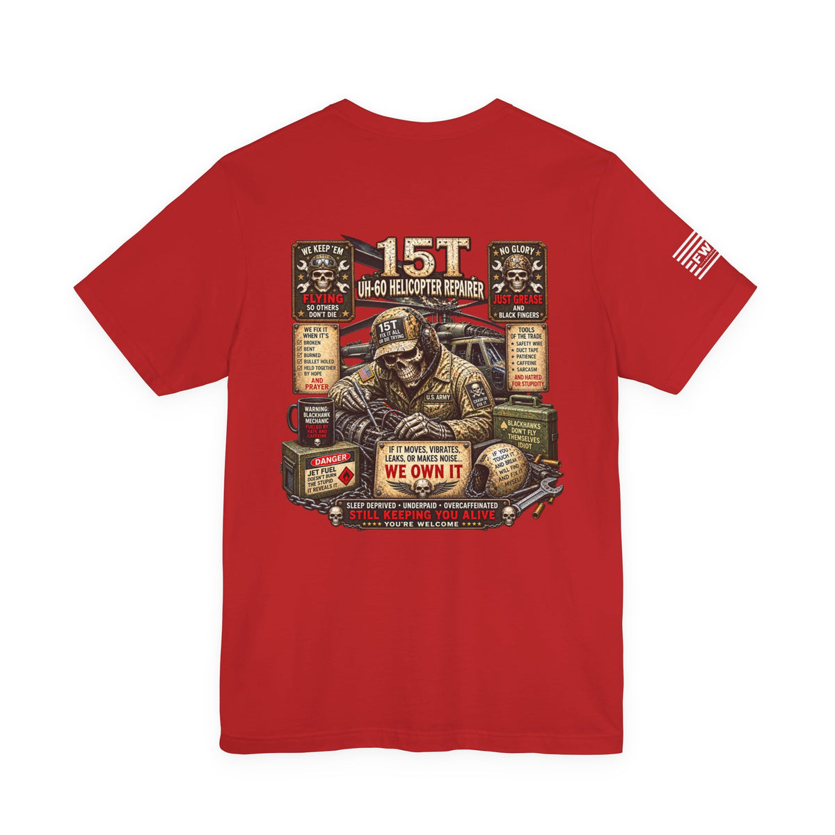 15T - US Army - UH-60 Helicopter Repairer - Heavy Metal T-shirt | Veteran Military Shirt