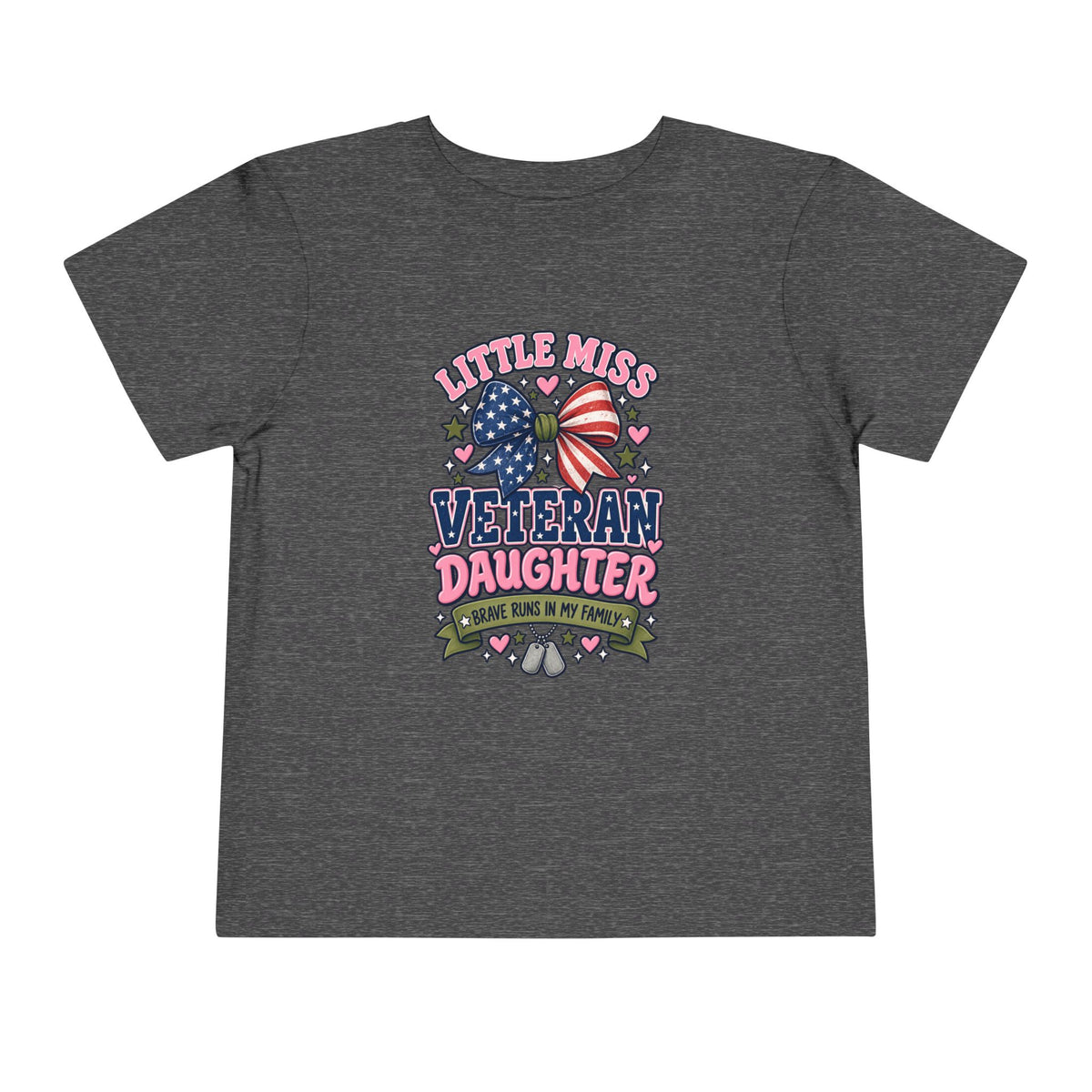 Little Miss Veteran Daughter Shirt, Brave Runs in My Family Kids Tee