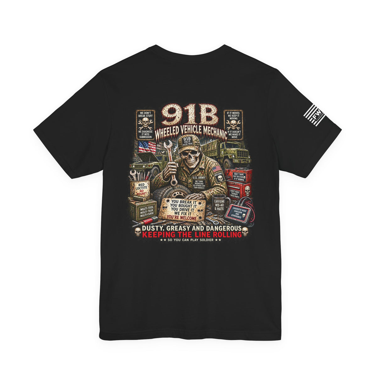 91B - US Army - Wheeled Vehicle Mechanic - Heavy Metal T-shirt | Veteran Military Shirt