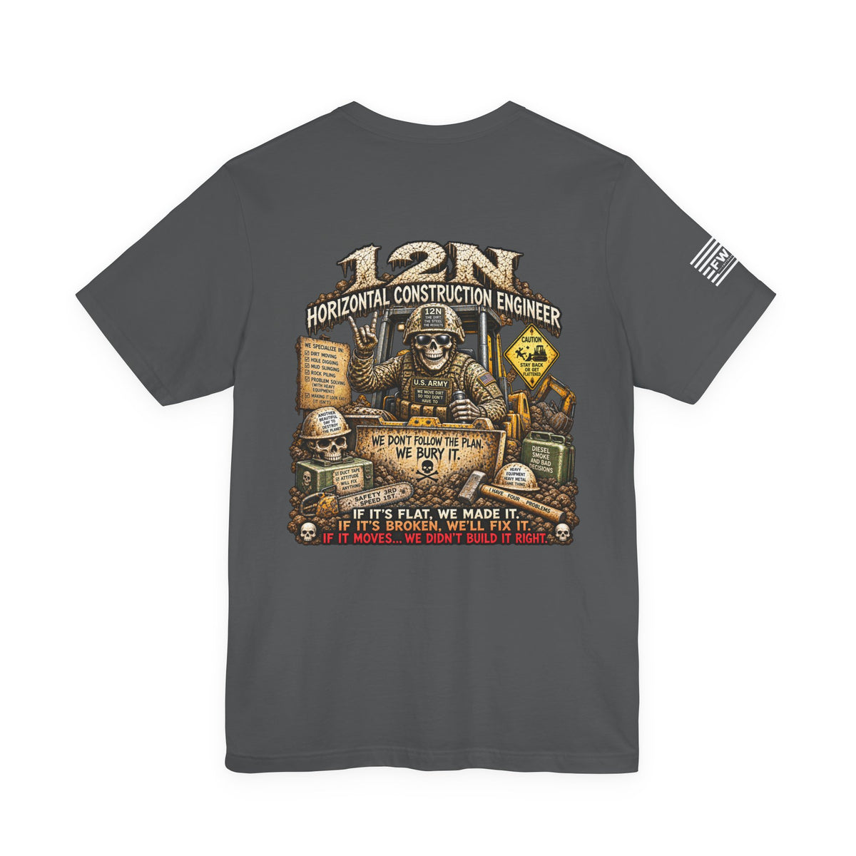 12N (Horizontal Construction Engineer) - US Army Heavy Metal T-shirt | Veteran Military Shirt