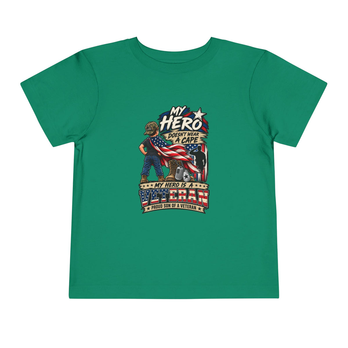 My Hero Doesn't Wear a Cape. My Hero is a Veteran. Son of a Veteran Shirt for Boys, Proud Military Kid T Shirt, Veteran Dad Son Tee, Military Family Gift, Patriotic Youth Shirt, Veteran Family