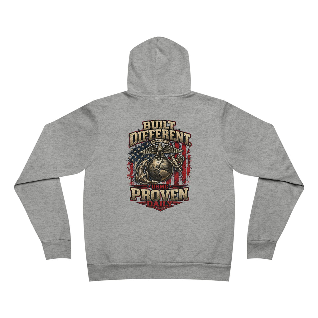 Built Different Proven Daily Hoodie – USMC Inspired Military Graphic Sweatshirt