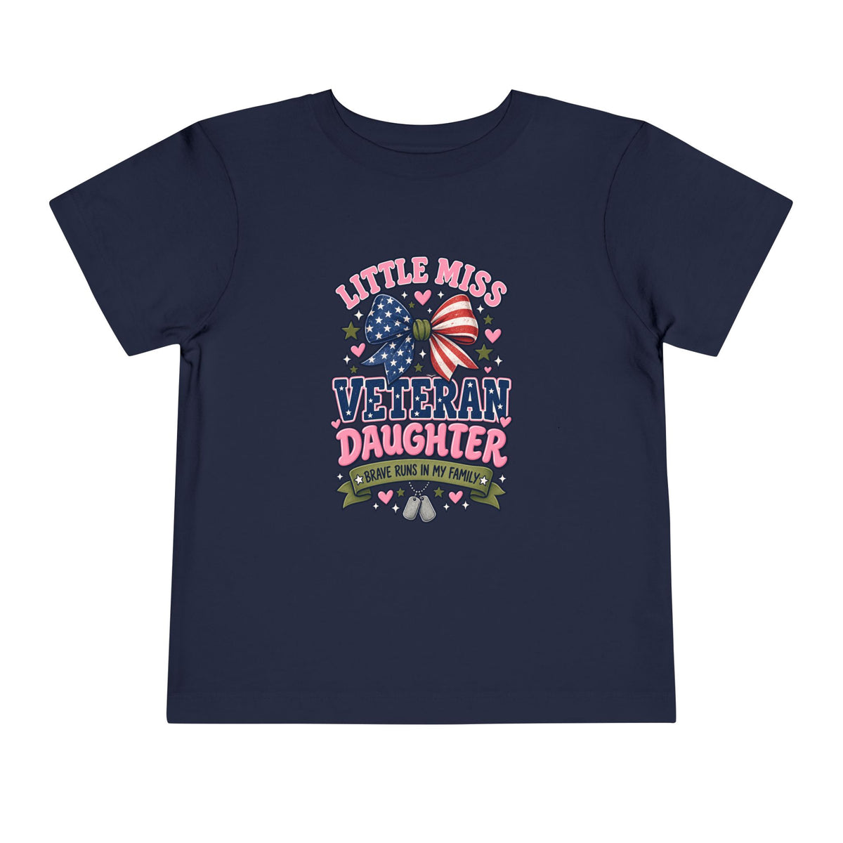 Little Miss Veteran Daughter Shirt, Brave Runs in My Family Kids Tee