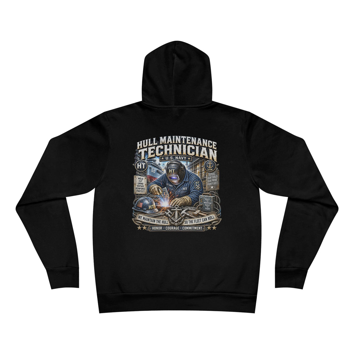 HT (Hull Maintenance Technician) US Navy Heavy Metal Hoodie – Wear Your Rate with Pride