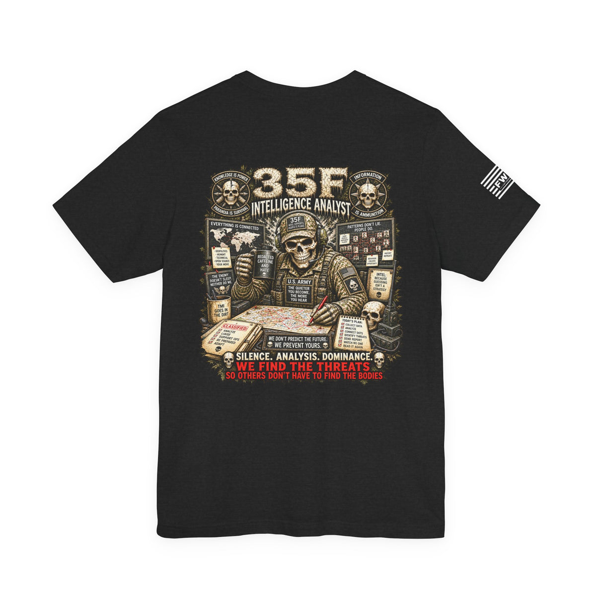 35F (Intelligence Analyst) - US Army Heavy Metal T-shirt | Army Veteran Shirt