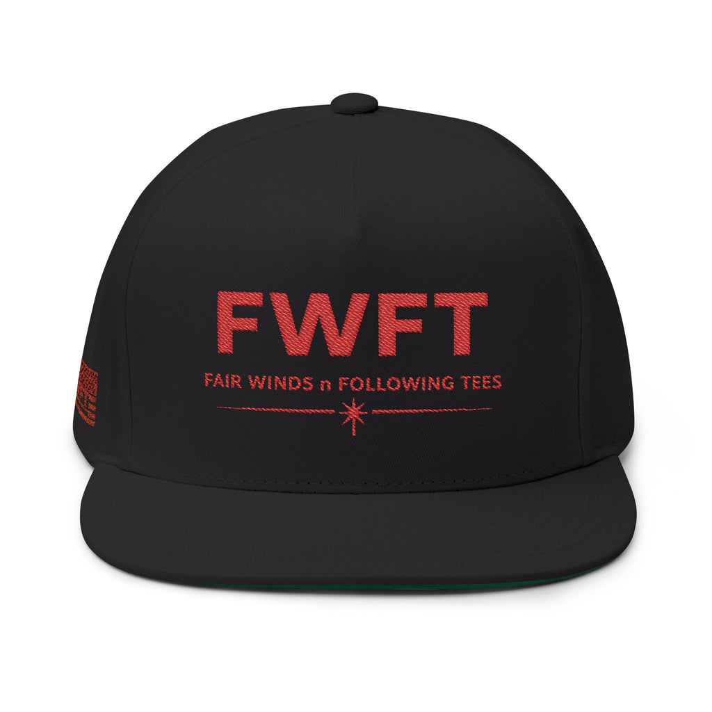 FWFT Logo Hat, Fair Winds & Following Tees Snapback, Navy Veteran Inspired Cap, Flat Bill Military Hat, Streetwear Veteran Brand