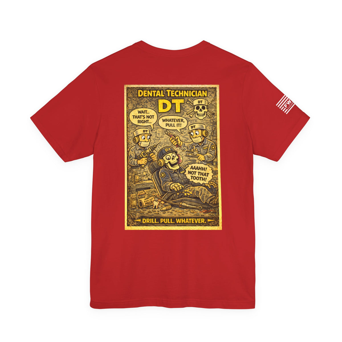 DT (Dental Technician) Shirt – 1950s Dark Humor Military Tee – Navy Veteran Graphic T-Shirt – Vintage Style Work Rate Design