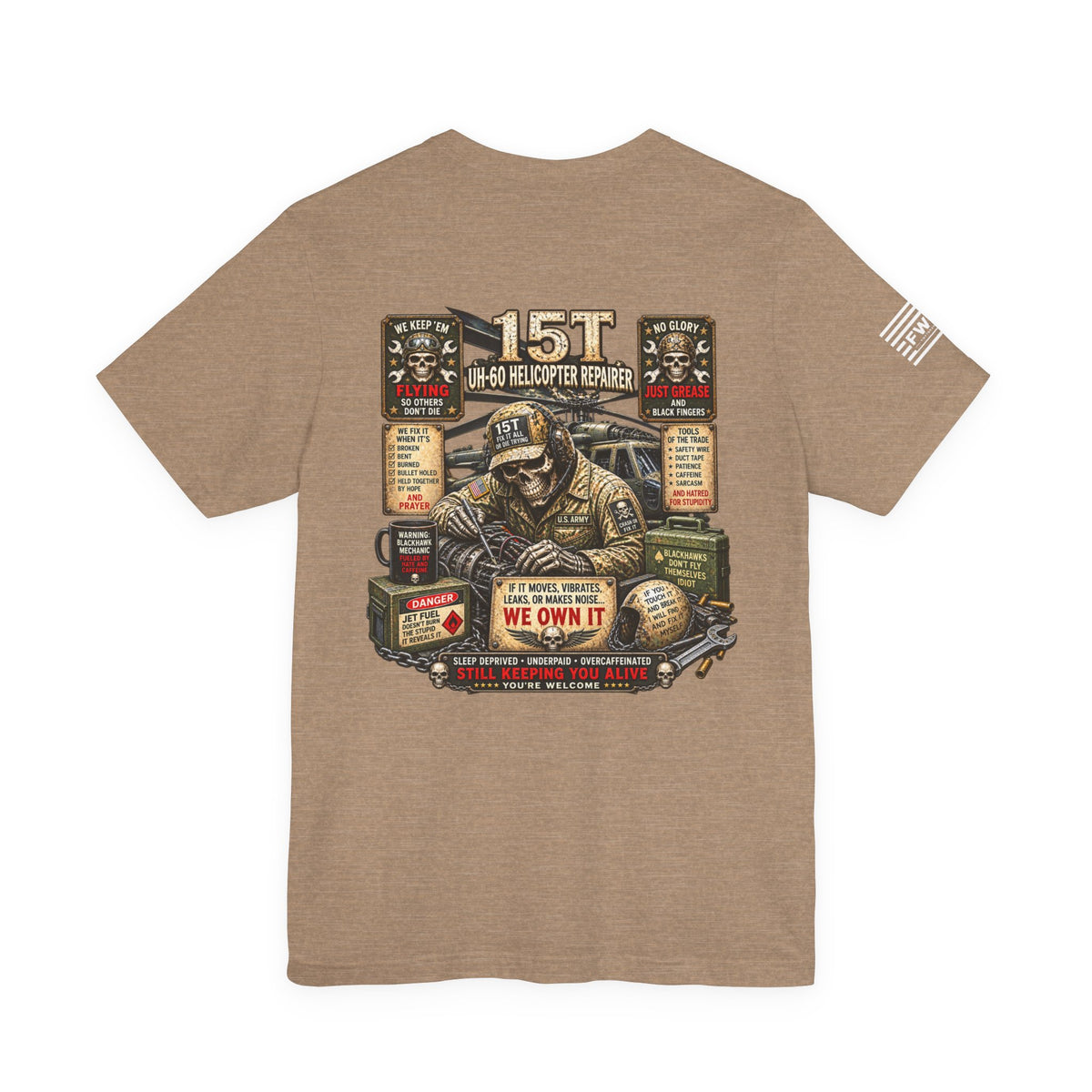 15T - US Army - UH-60 Helicopter Repairer - Heavy Metal T-shirt | Veteran Military Shirt