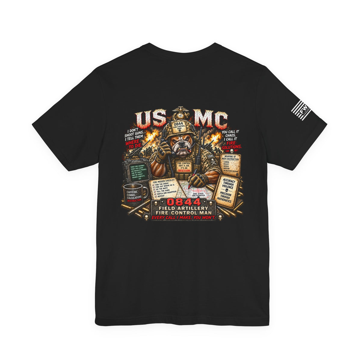 0844 Field Artillery Fire Control Marine Shirt, USMC Artillery Veteran T-Shirt