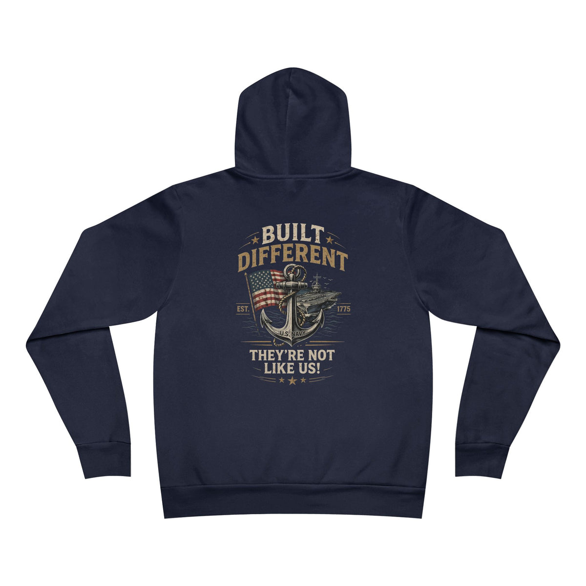 Built Different USN Hoodie – They’re Not Like Us Navy Veteran Military Anchor Sweatshirt