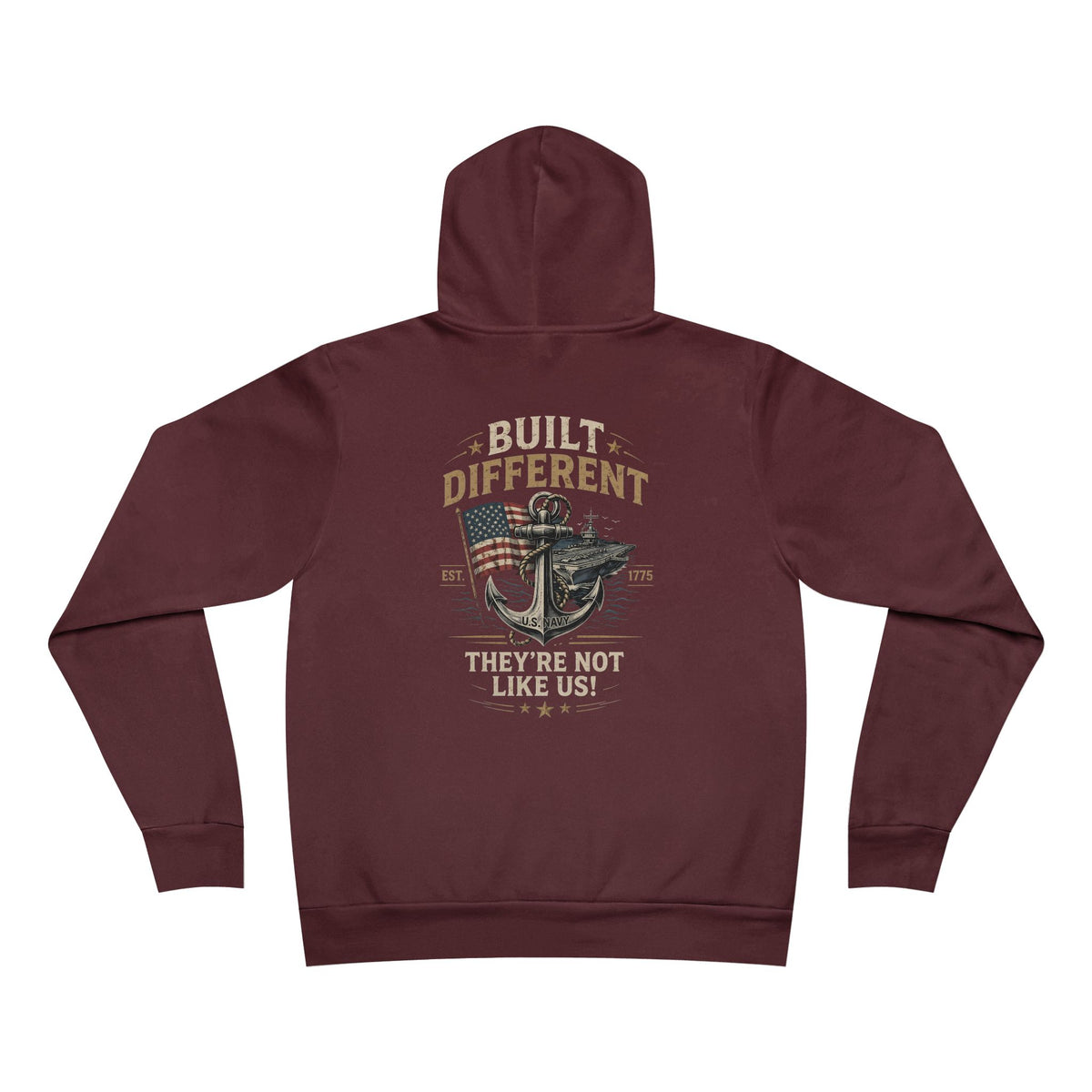 Built Different USN Hoodie – They’re Not Like Us Navy Veteran Military Anchor Sweatshirt