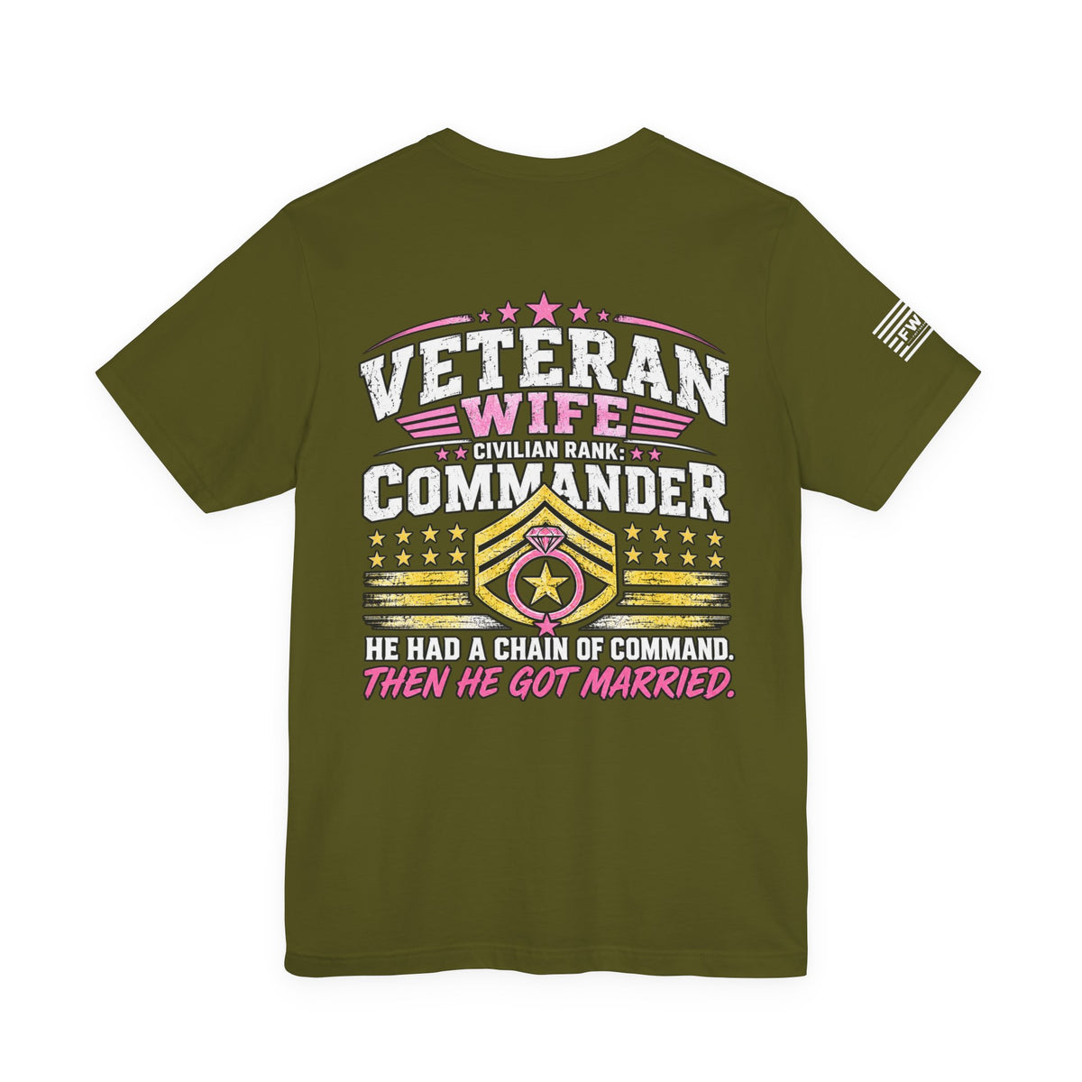 Veteran Wife Civilian Rank Commander T-Shirt – Funny Military Spouse Chain of Command Tee