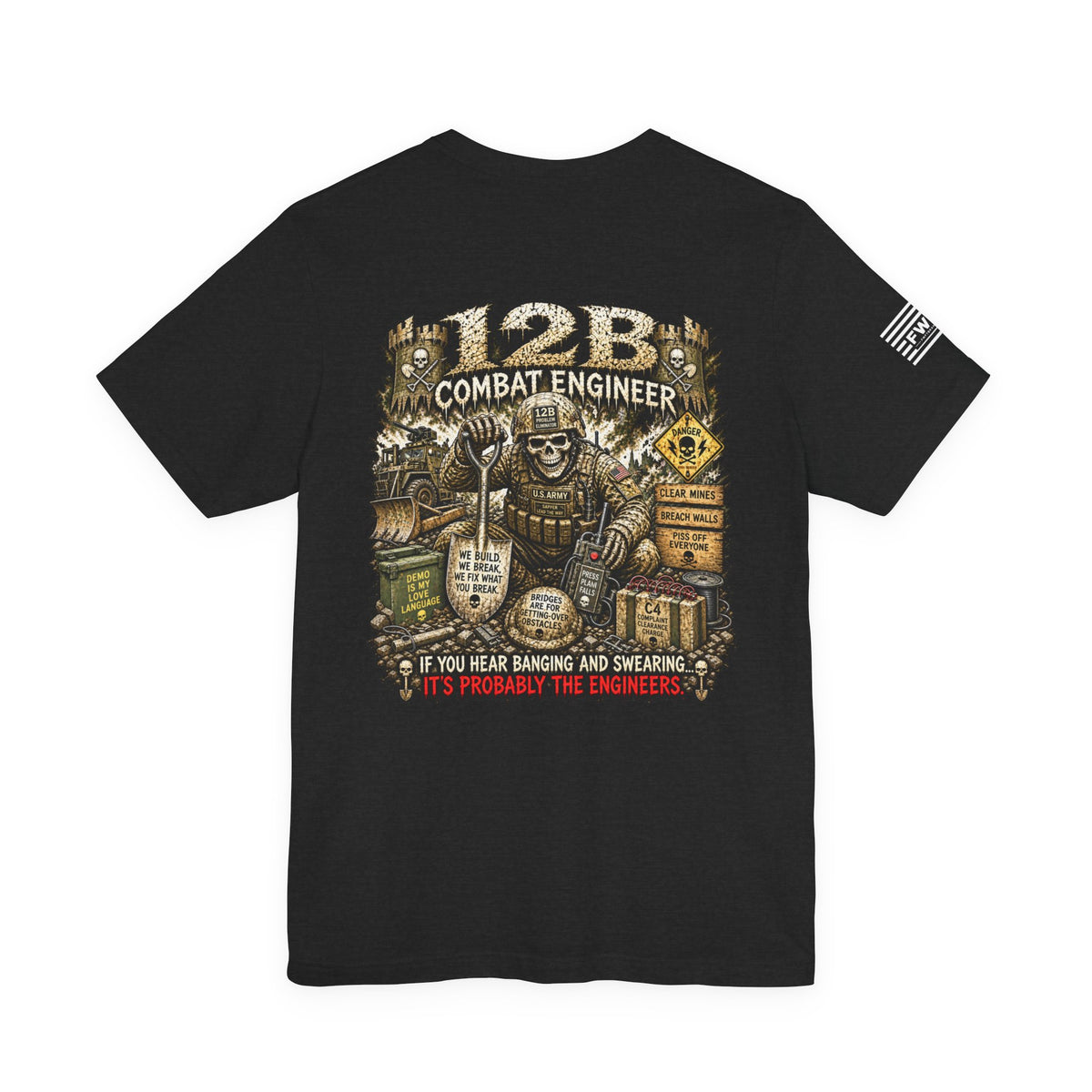 12B (Combat Engineer) - US Army Heavy Metal T-shirt | Army Veteran Shirt