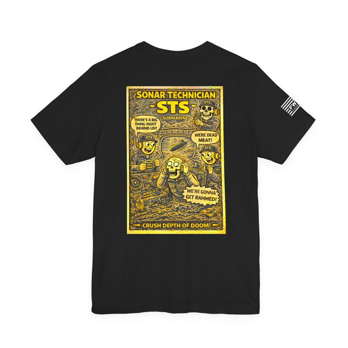 STS (Sonar Technician - Submarine) Shirt – 1950s Dark Humor Military Tee – Navy Veteran Graphic T-Shirt – Vintage Style Work Rate Design