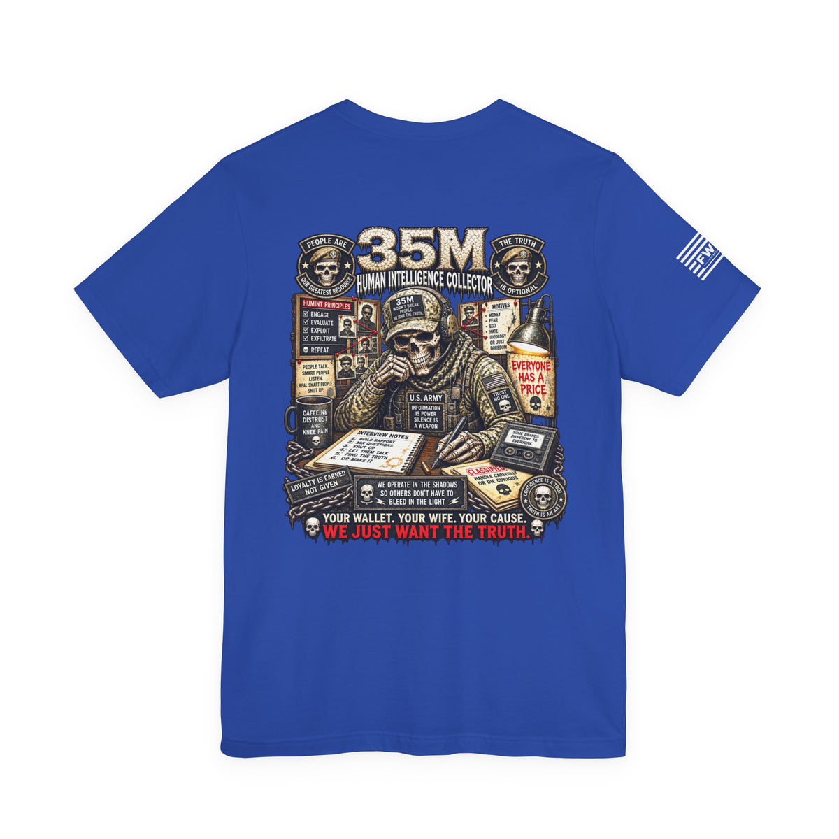 35M (Human Intelligence Collector) - US Army Heavy Metal T-shirt | Veteran Military Shirt