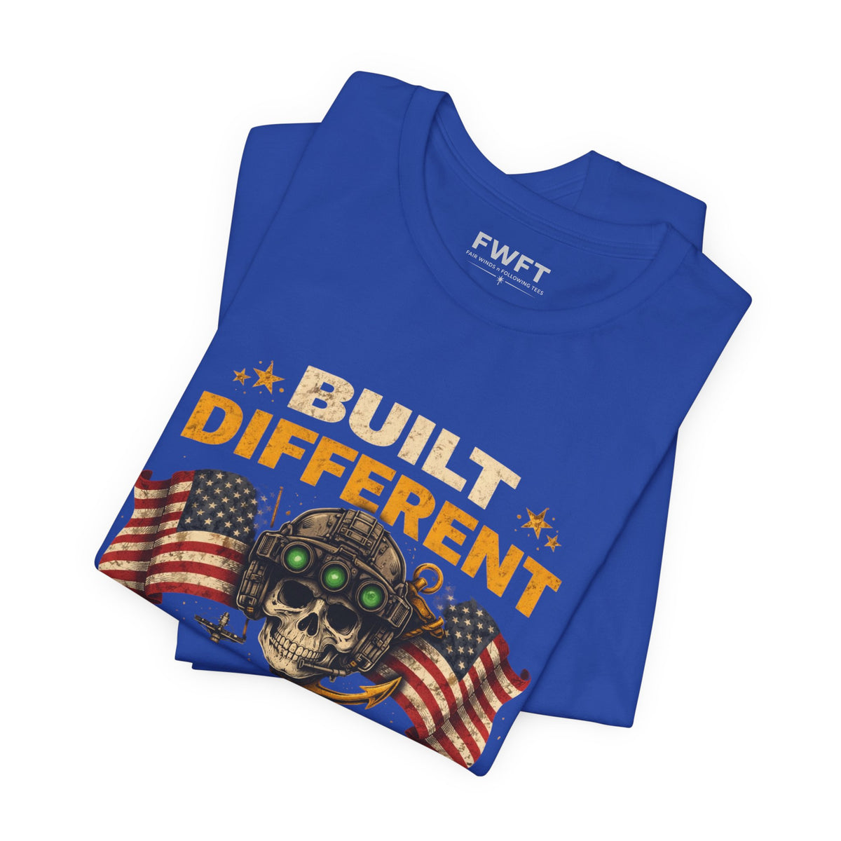 Built Different Skull - American Flags Navy Shirt | They’re Not Like Us Tee | US Navy Veteran Military Pride T-Shirt