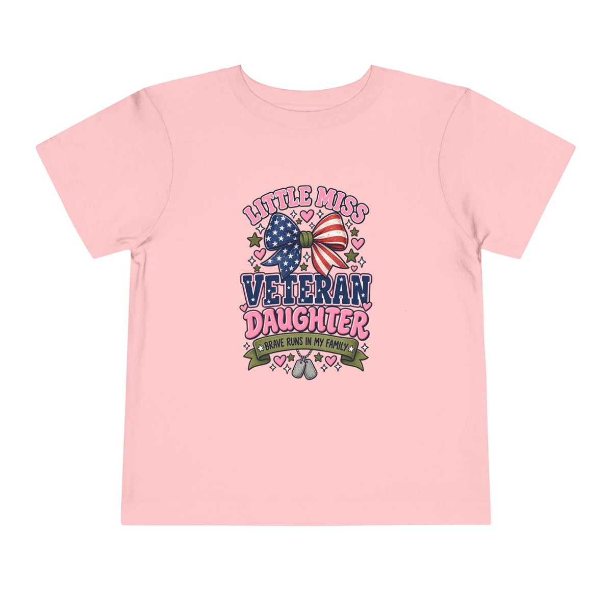Little Miss Veteran Daughter Shirt, Brave Runs in My Family Kids Tee