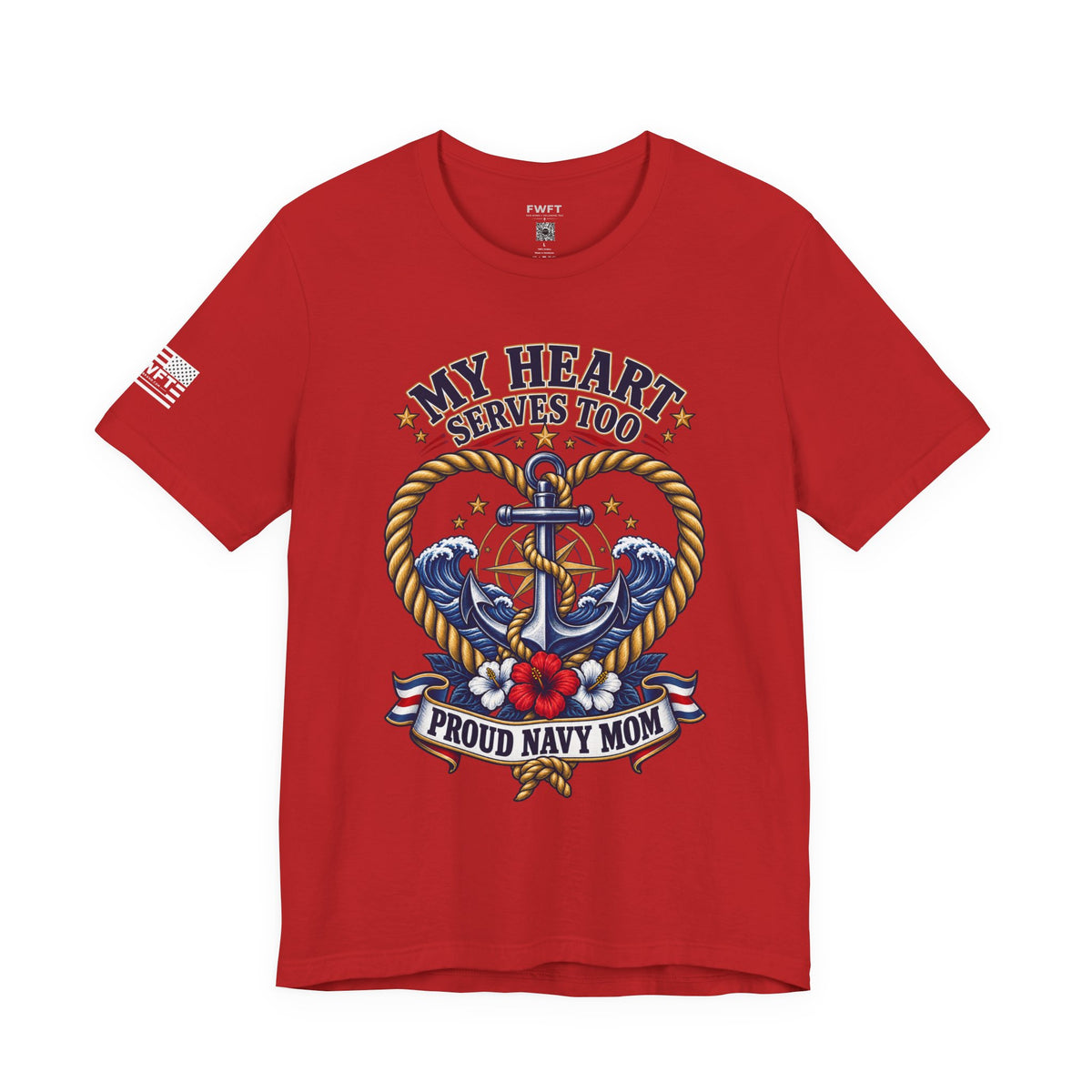 My Heart Serves Too Navy Mom Shirt, Proud Military Mother Gift, Sailor Family Tee
