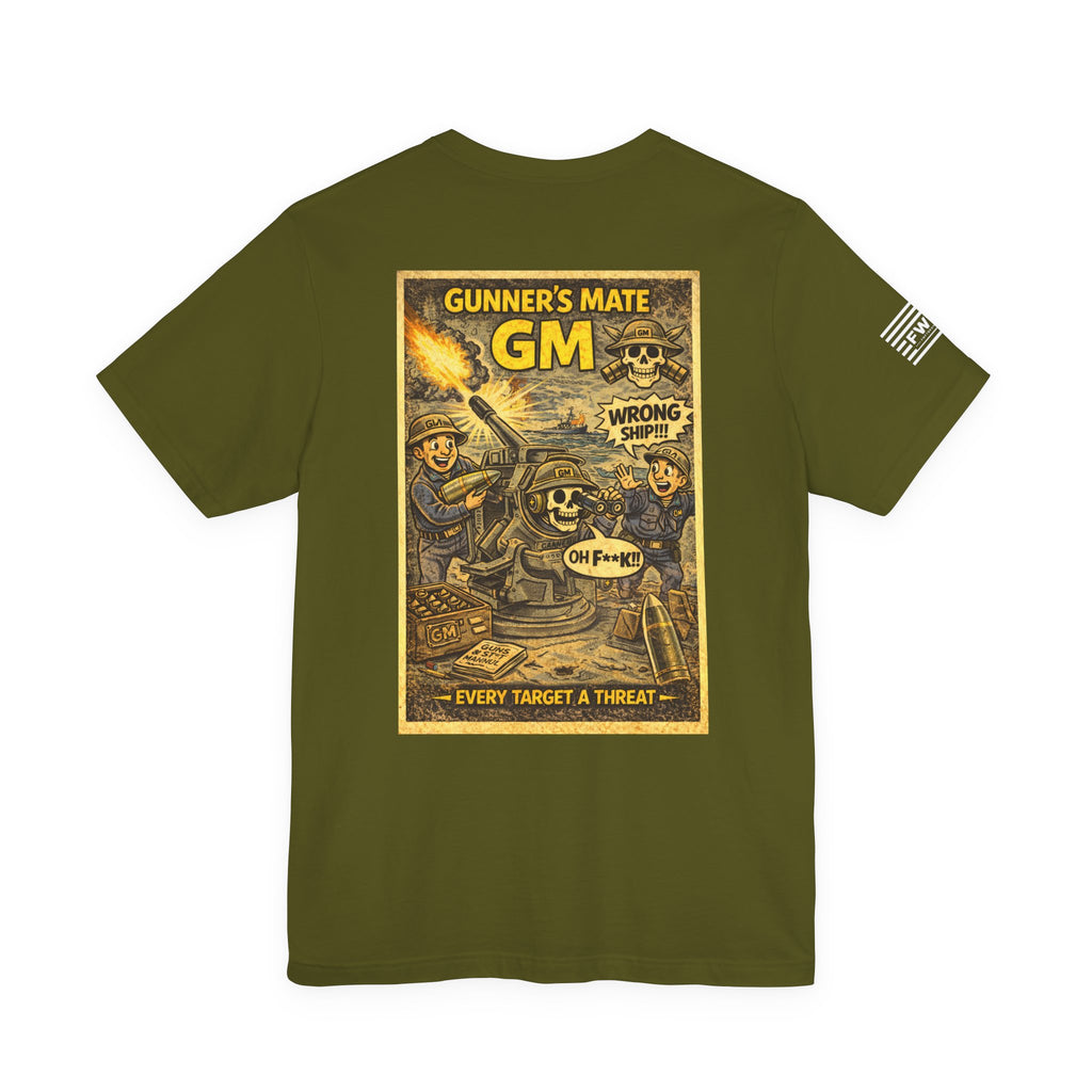 GM (Gunner's Mate) Shirt – 1950s Dark Humor Military Tee – Navy Veteran Graphic T-Shirt – Vintage Style Work Rate Design