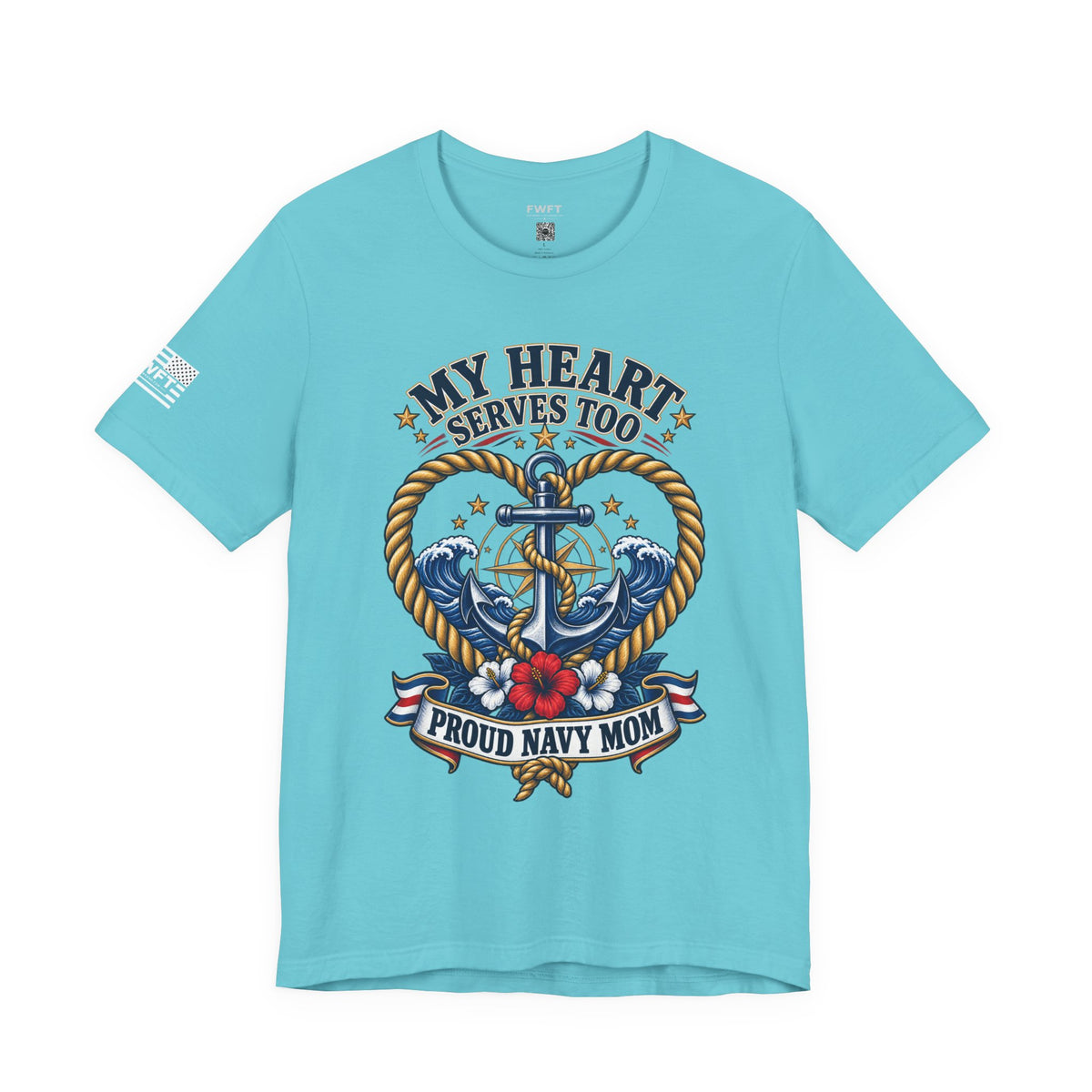 My Heart Serves Too Navy Mom Shirt, Proud Military Mother Gift, Sailor Family Tee