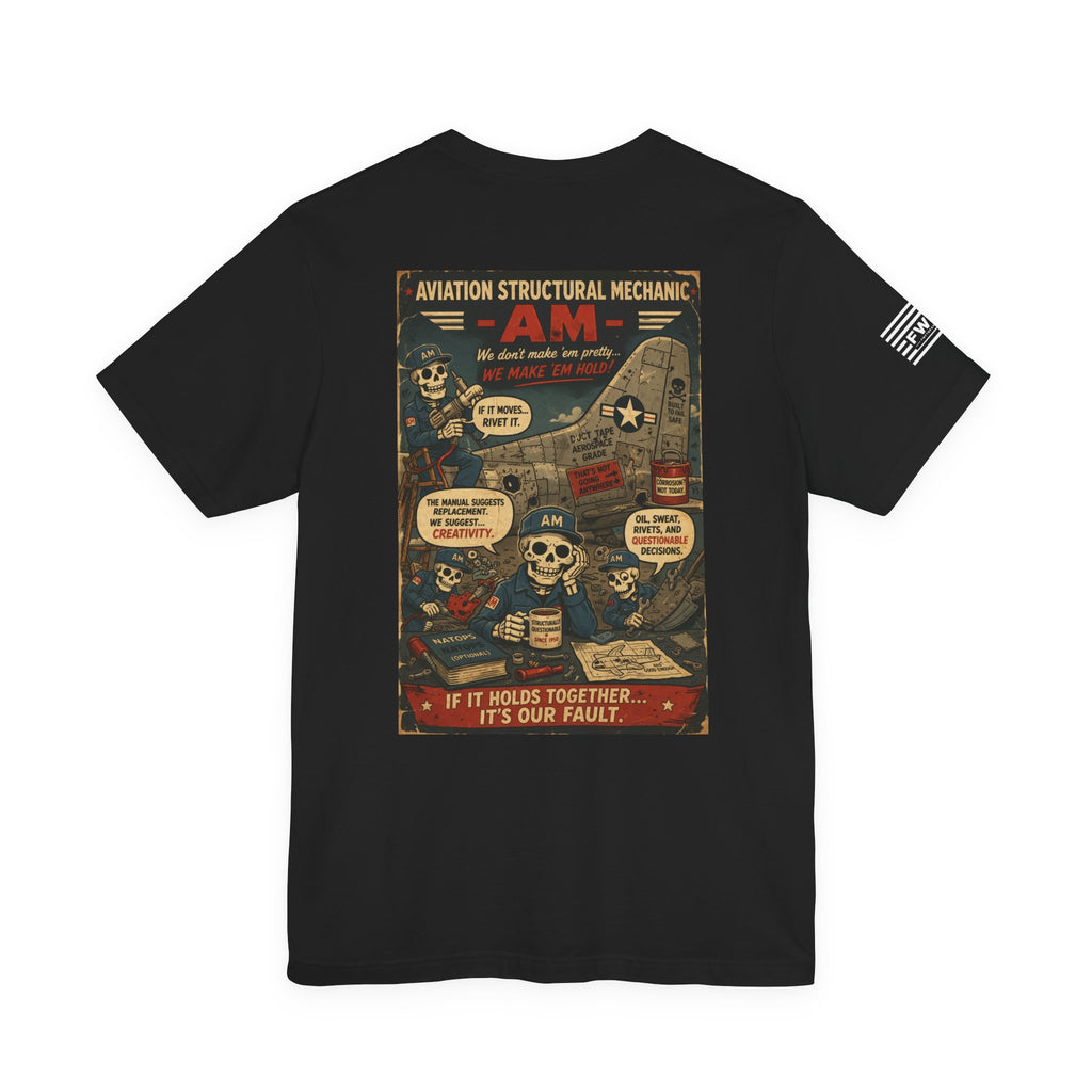 AM (Aviation Structural Mechanic) Shirt – 1950s Dark Humor Military Tee – Navy Veteran Graphic T-Shirt – Vintage Style Work Rate Design