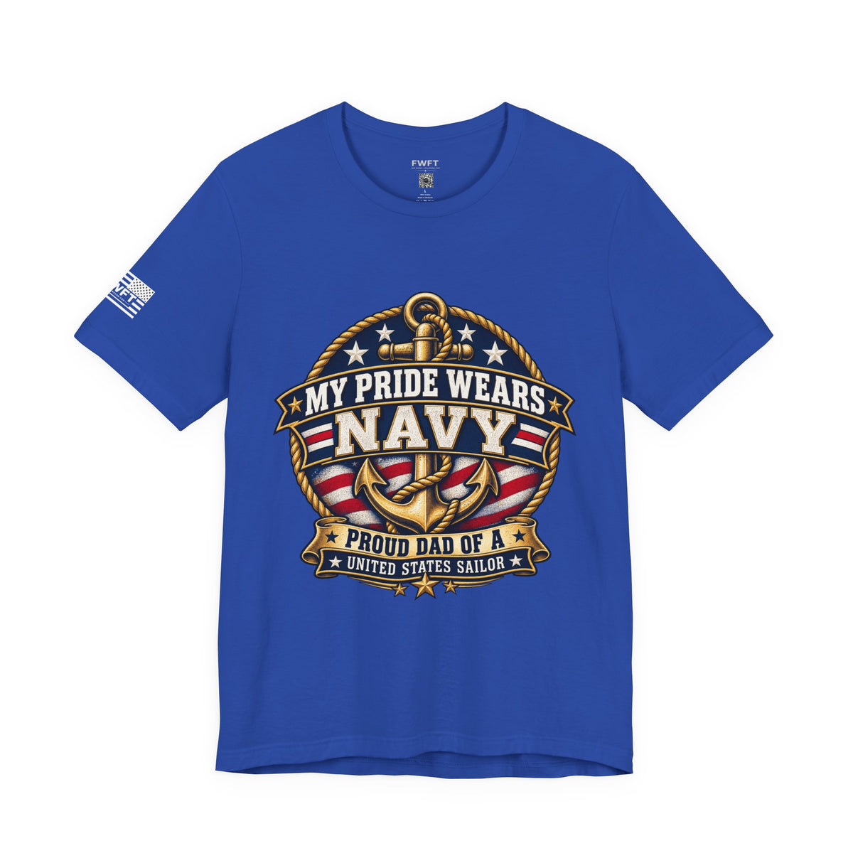 My Pride Wears Navy Dad Shirt, Proud Father of a US Sailor T Shirt, Navy Boot Camp Graduation Gift, Military Family Tee