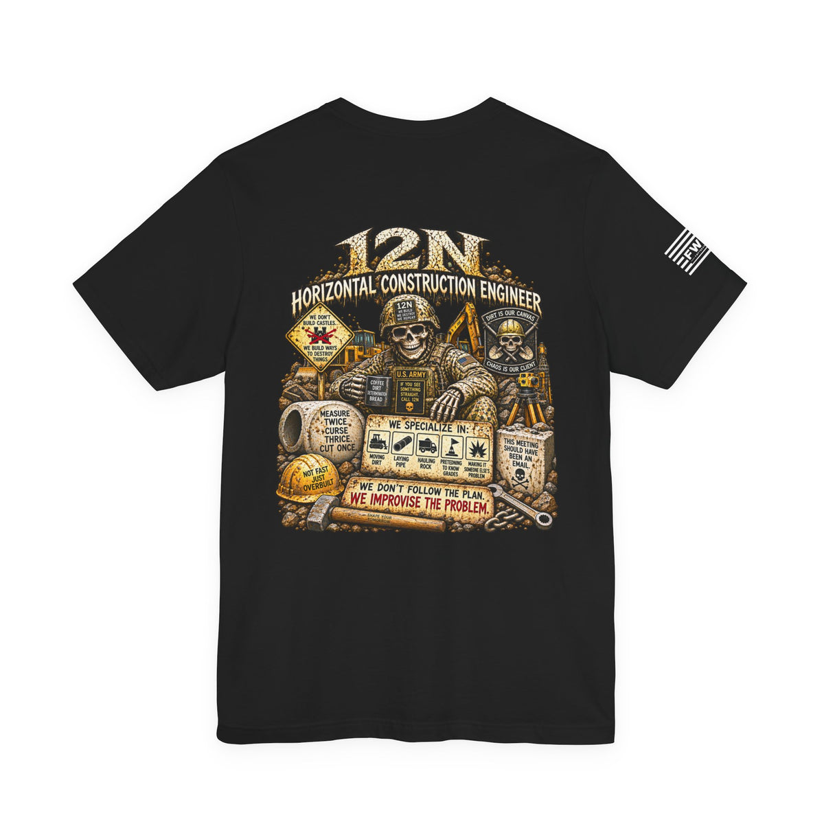 12N (Horizontal Construction Engineer) - US Army Heavy Metal T-shirt | Veteran Military Shirt